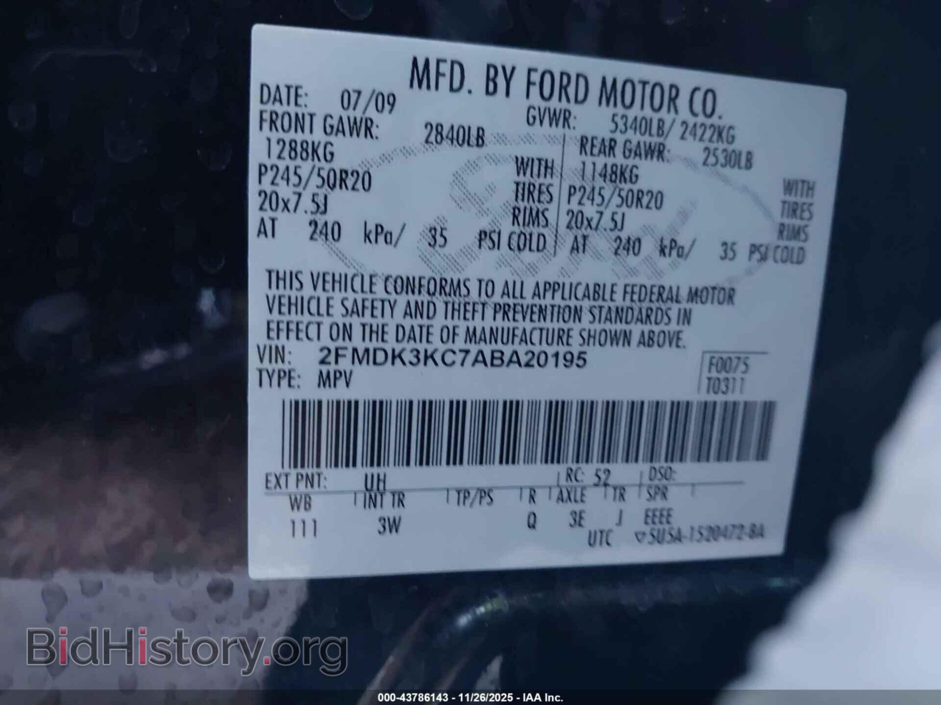 2010 FORD EDGE - VIN: 2FMDK3KC7ABA20195 - Photo 9