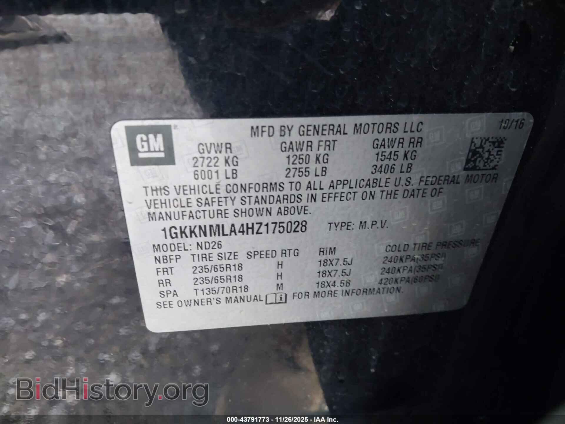 2017 GMC ACADIA - VIN: 1GKKNMLA4HZ175028 - Фото 9