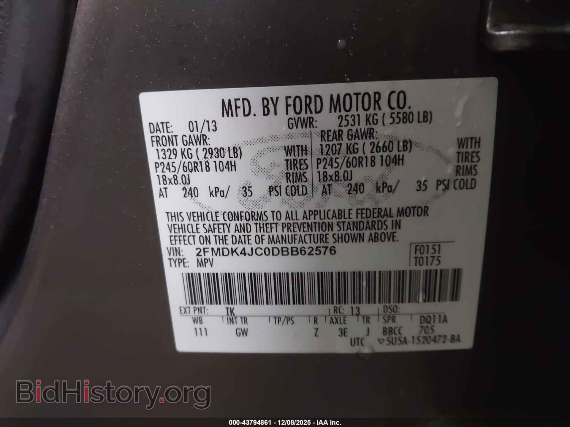 2013 FORD EDGE - VIN: 2FMDK4JC0DBB62576 - Photo 9