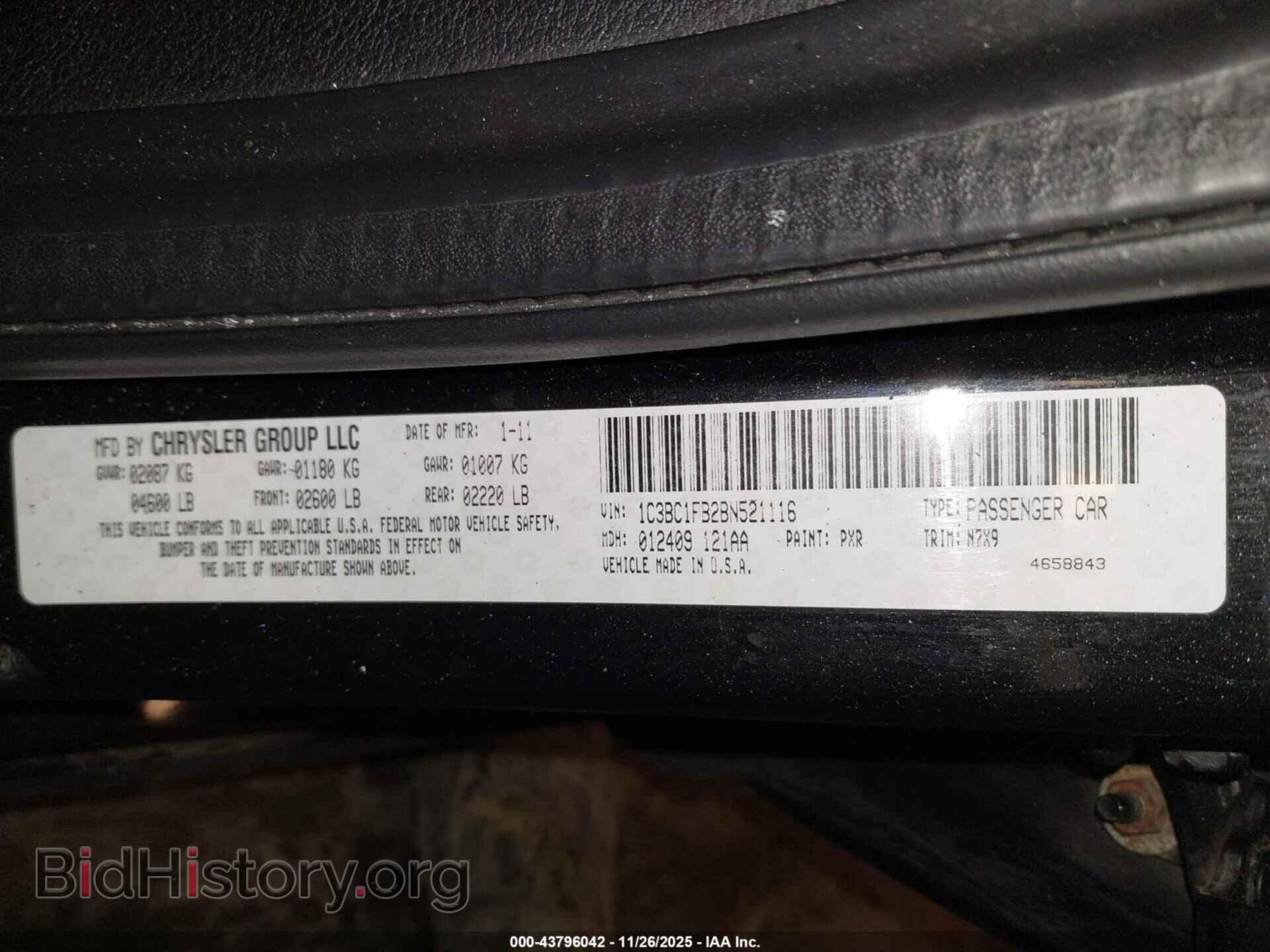2011 CHRYSLER 200 - VIN: 1C3BC1FB2BN521116 - Фото 9