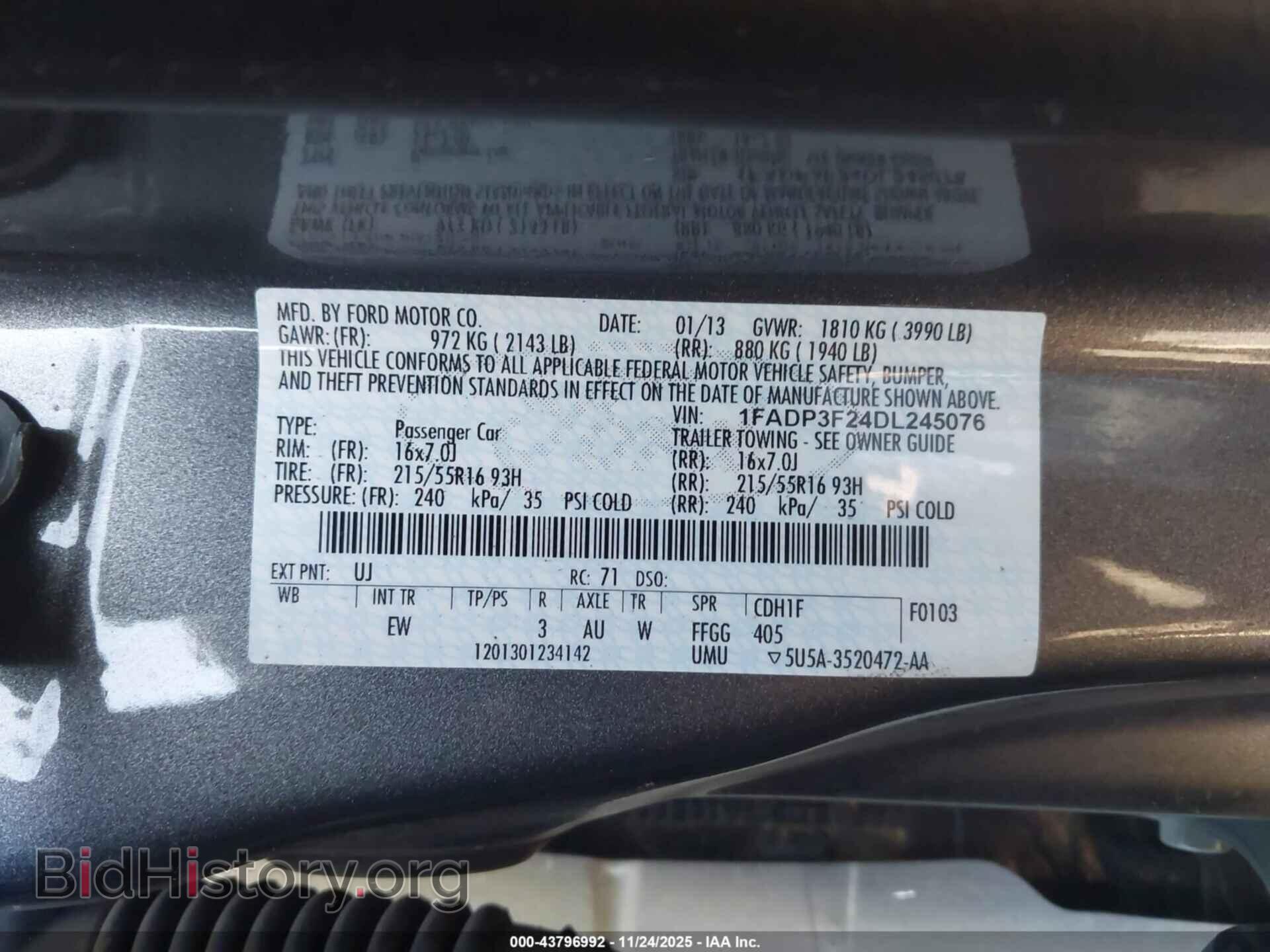 2013 FORD FOCUS - VIN: 1FADP3F24DL245076 - Фото 9