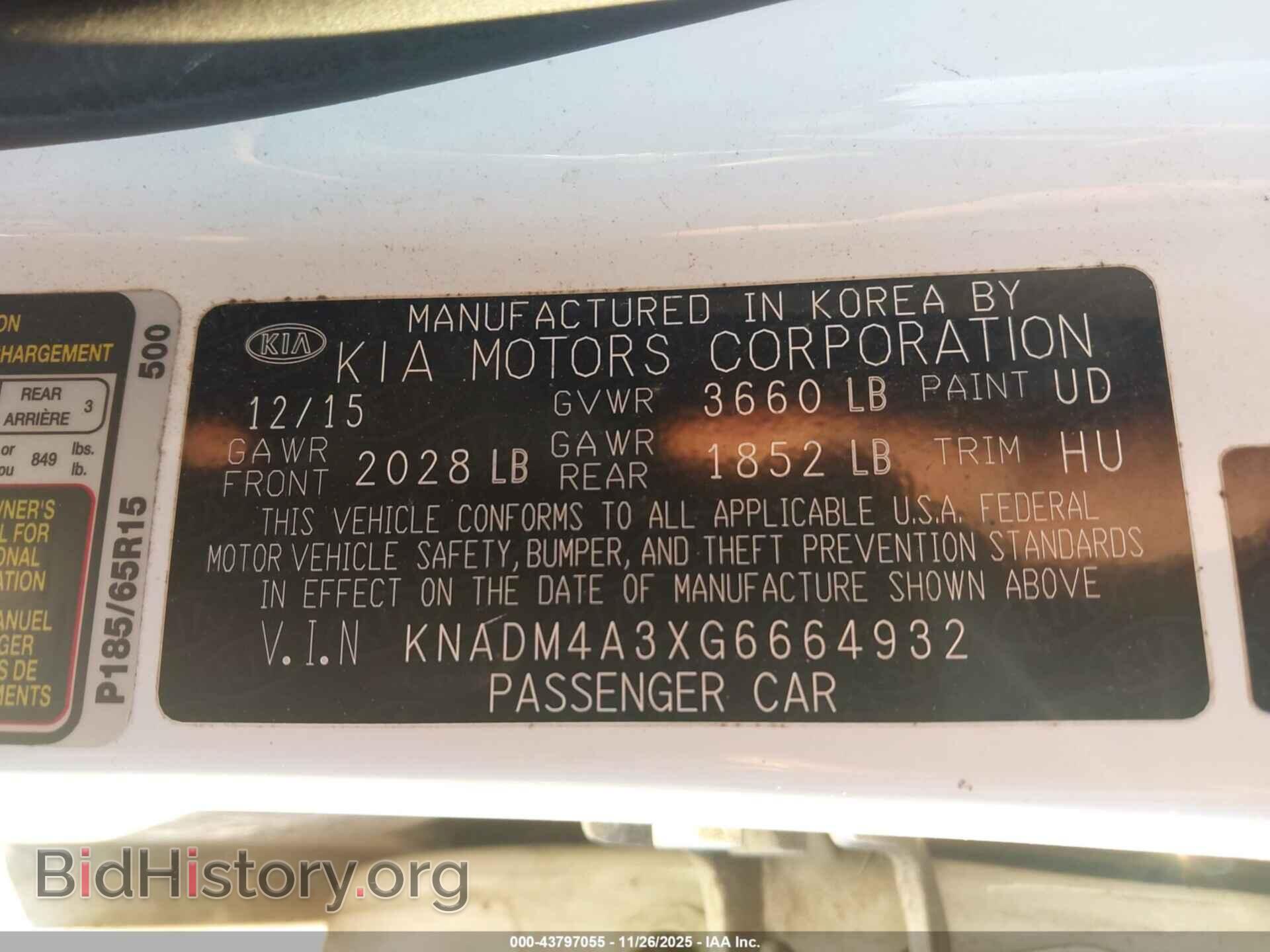 2016 KIA RIO - VIN: KNADM4A3XG6664932 - Фото 9