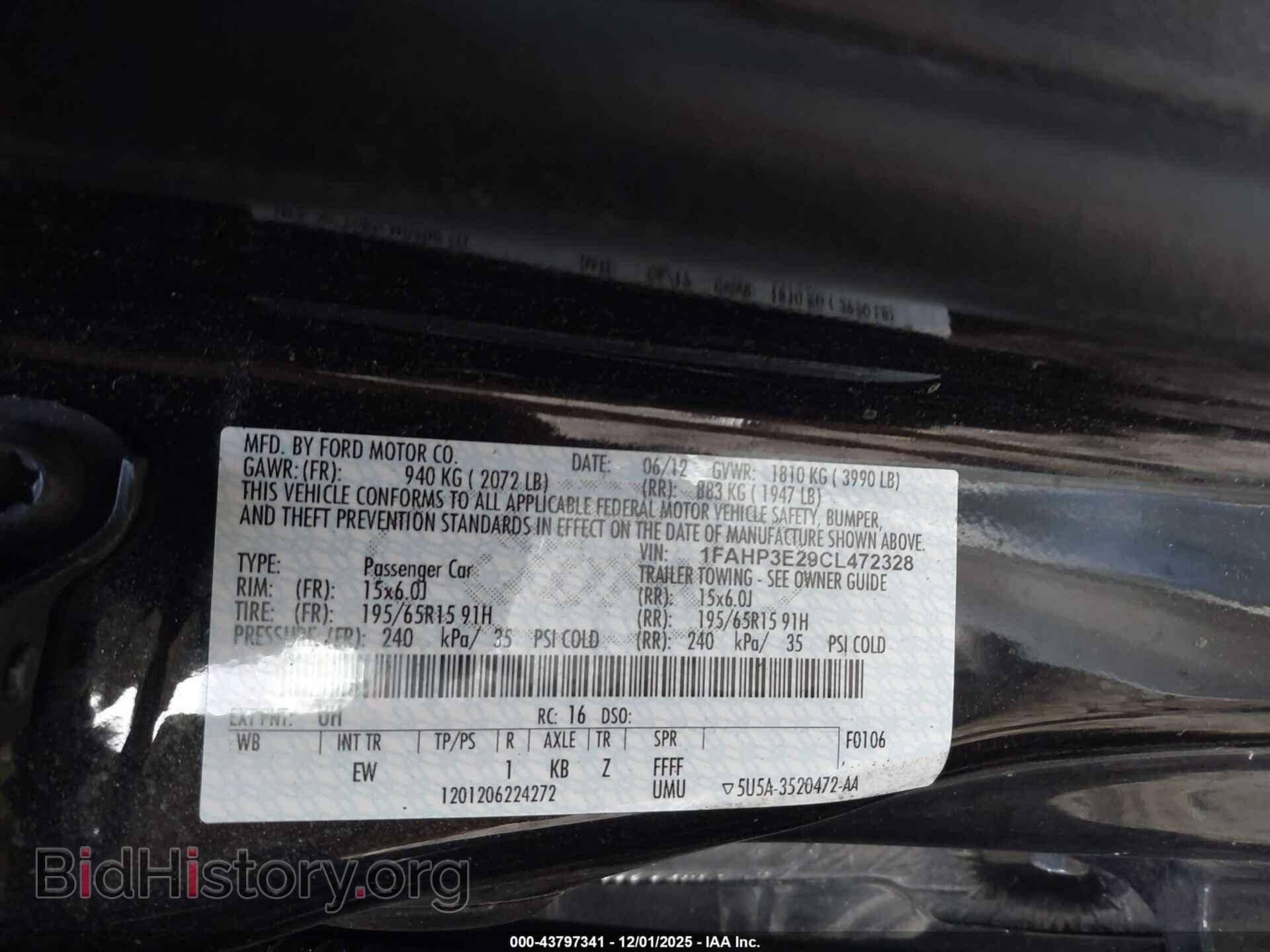 2012 FORD FOCUS - VIN: 1FAHP3E29CL472328 - Фото 9