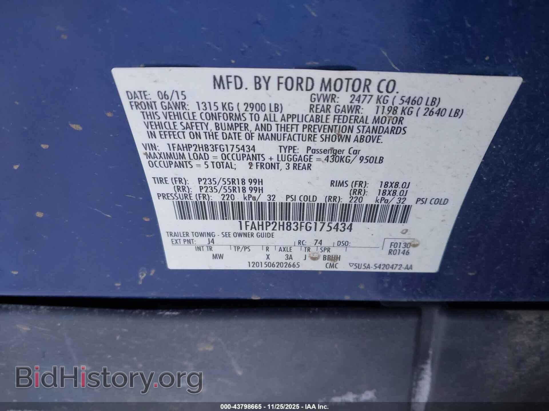 2015 FORD TAURUS - VIN: 1FAHP2H83FG175434 - Фото 9