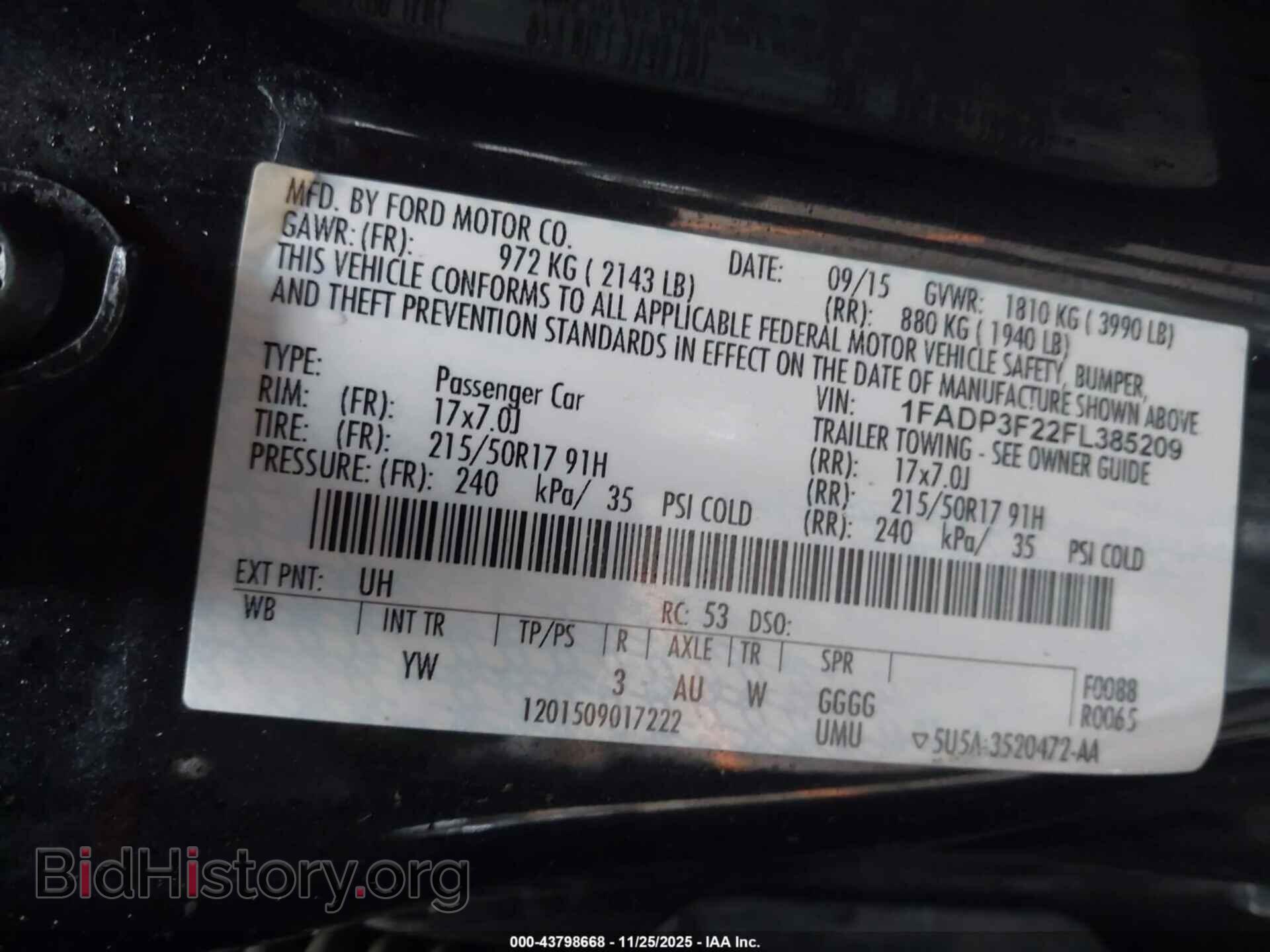 2015 FORD FOCUS - VIN: 1FADP3F22FL385209 - Фото 9