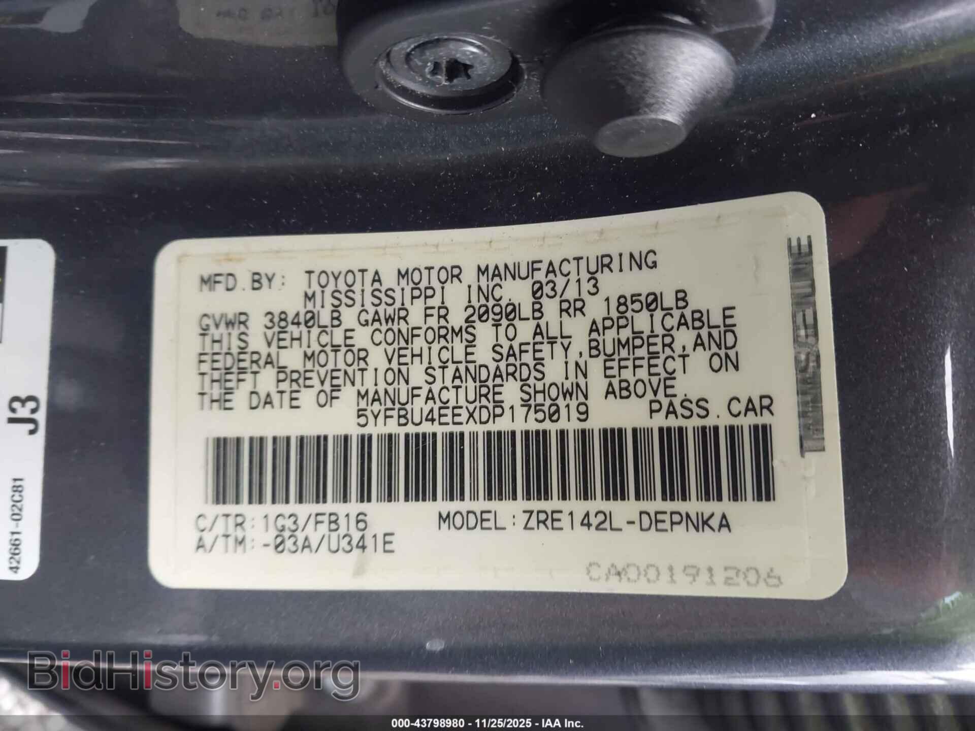 2013 TOYOTA COROLLA - VIN: 5YFBU4EEXDP175019 - Фото 9