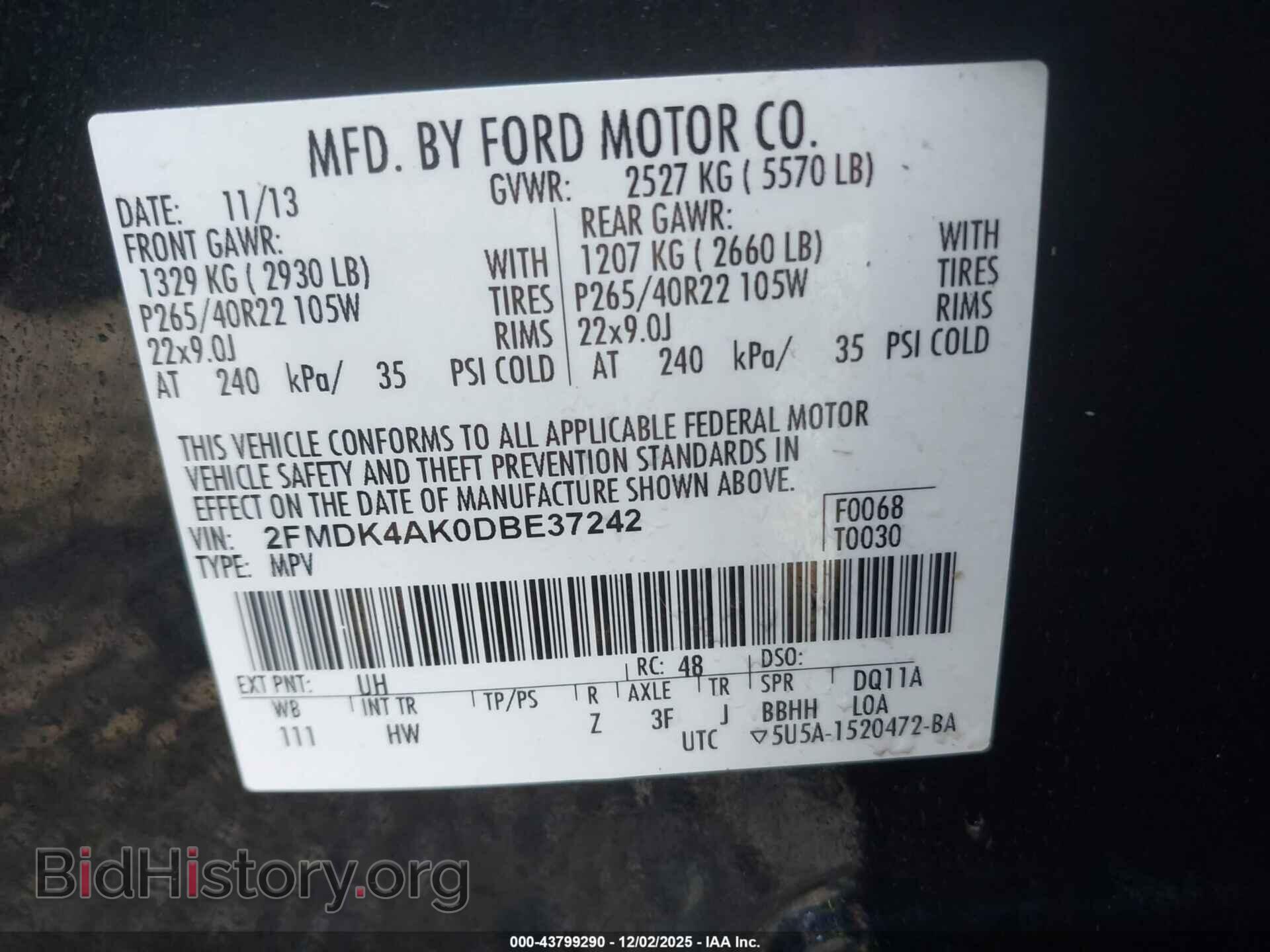 2013 FORD EDGE - VIN: 2FMDK4AK0DBE37242 - Фото 9