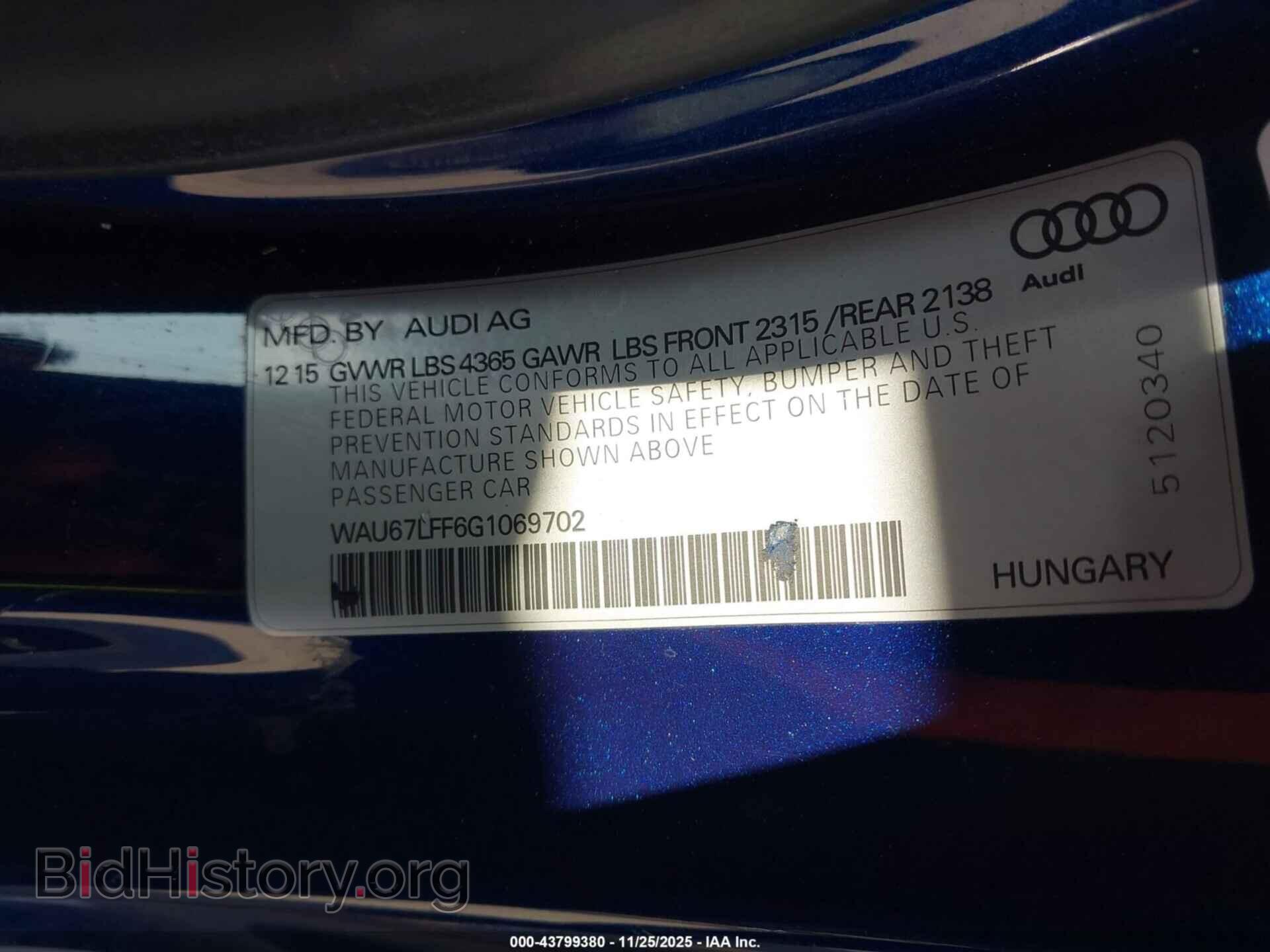 2016 AUDI A3 - VIN: WAU67LFF6G1069702 - Фото 9
