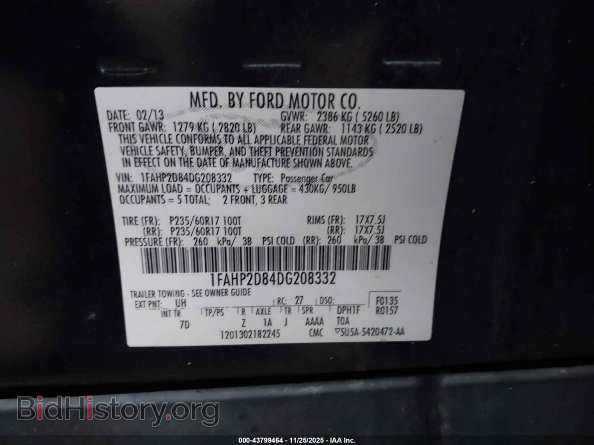 2013 FORD TAURUS - VIN: 1FAHP2D84DG208332 - Фото 9