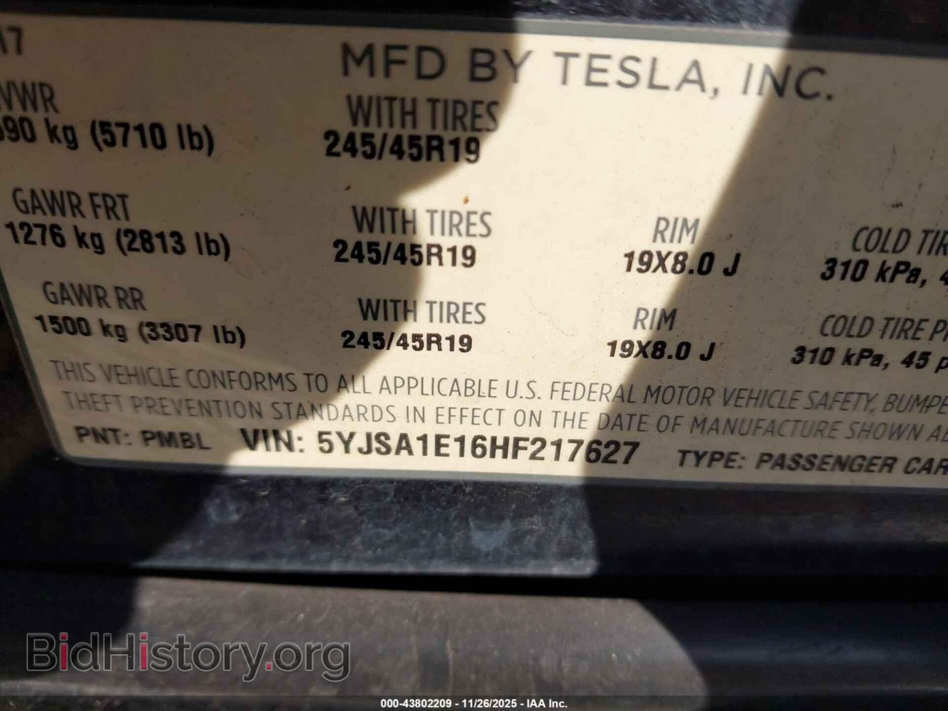 2017 TESLA MODEL S - VIN: 5YJSA1E16HF217627 - Фото 9