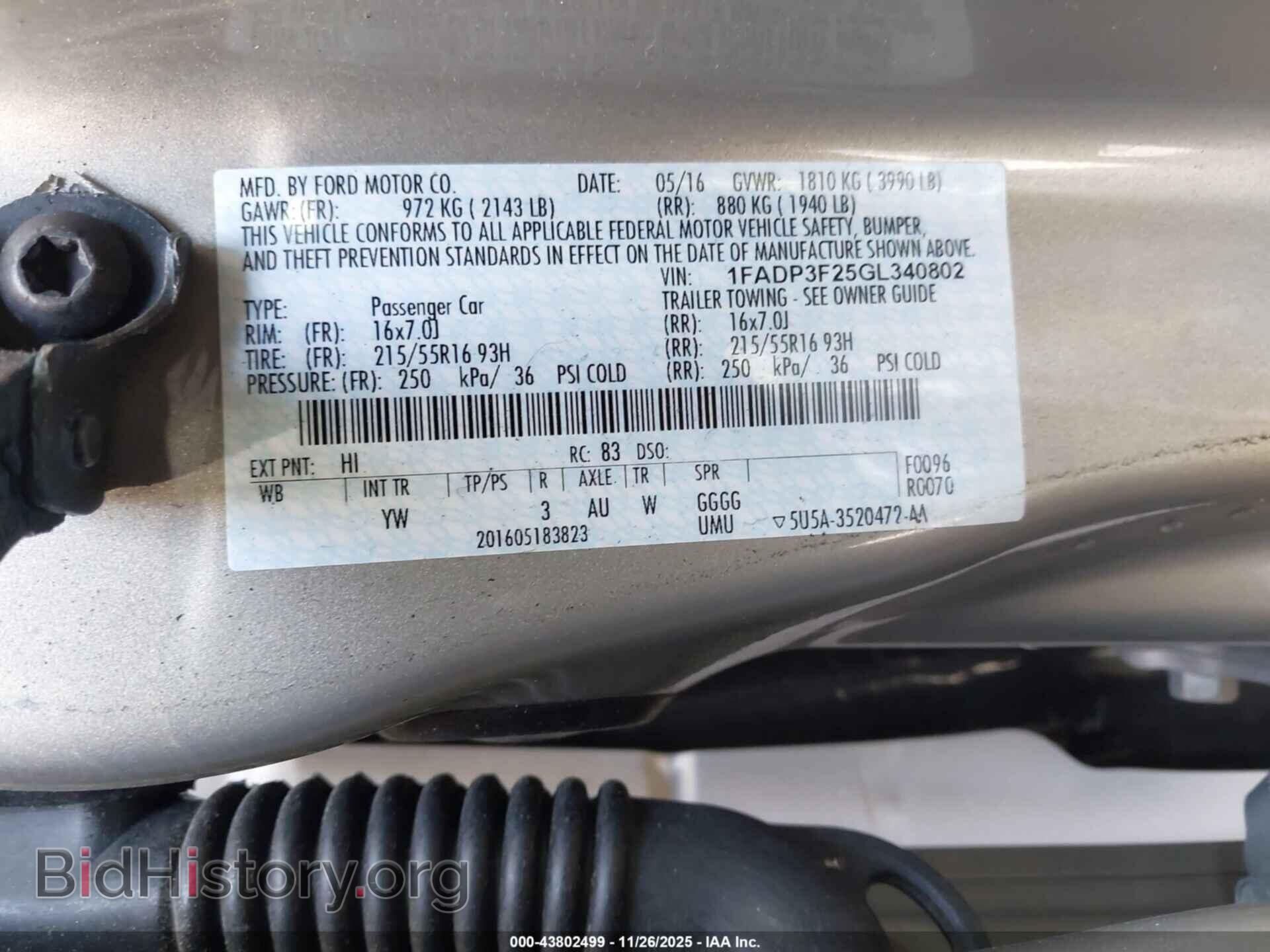 2016 FORD FOCUS - VIN: 1FADP3F25GL340802 - Фото 9