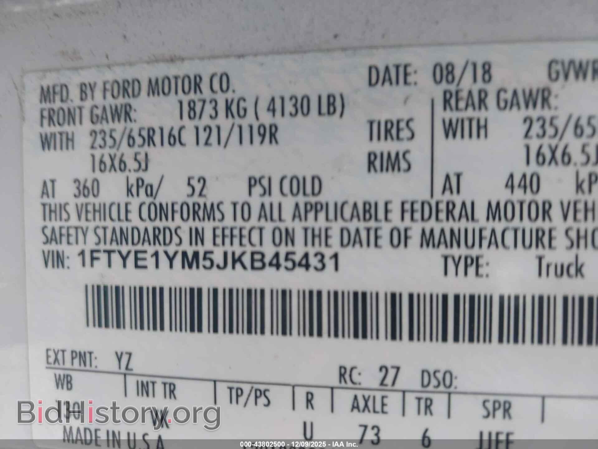2018 FORD TRANSIT-150 - VIN: 1FTYE1YM7JKB45432 - Photo 9