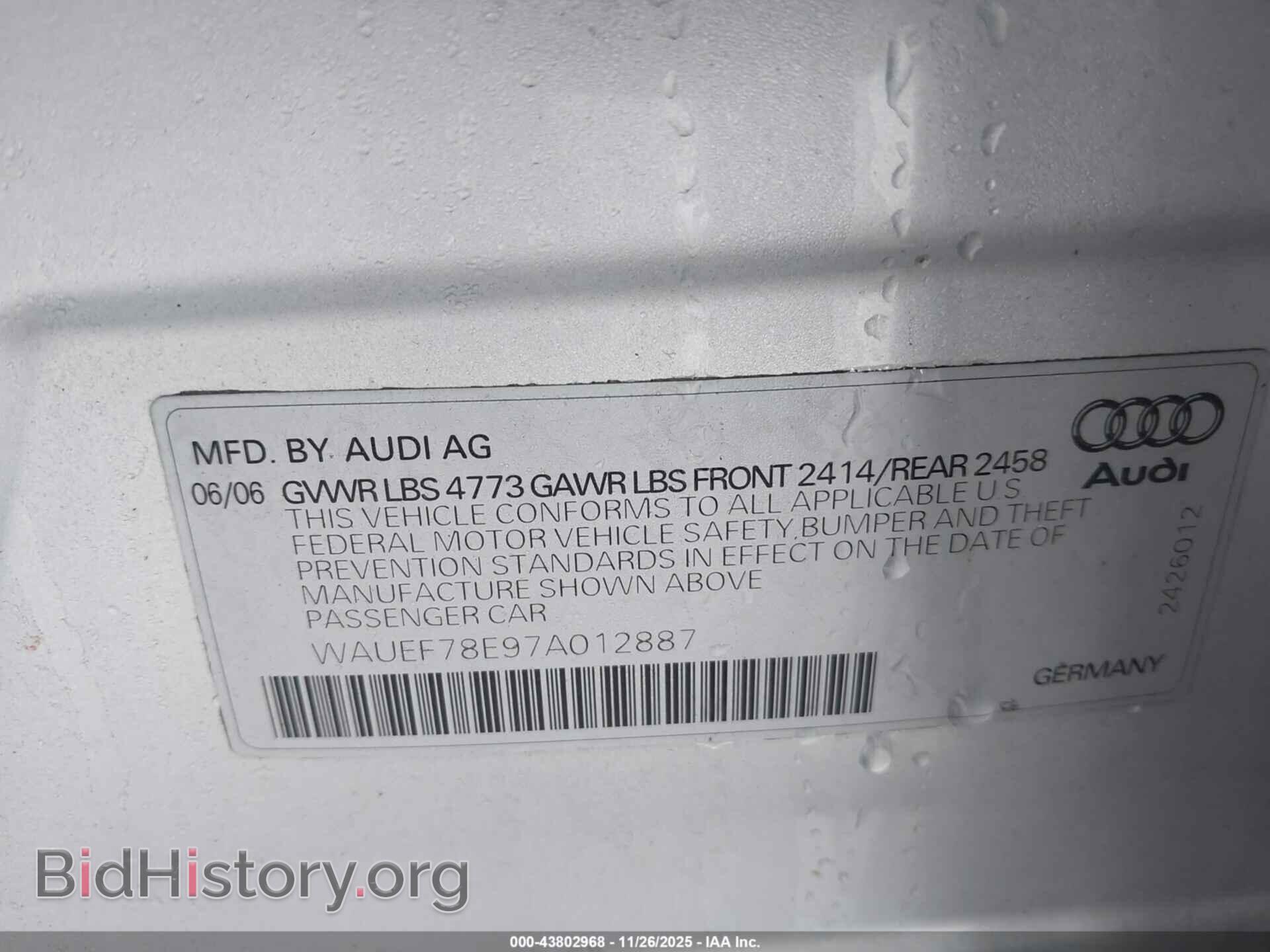 2007 AUDI A4 - VIN: WAUEF78E97A012887 - Photo 9