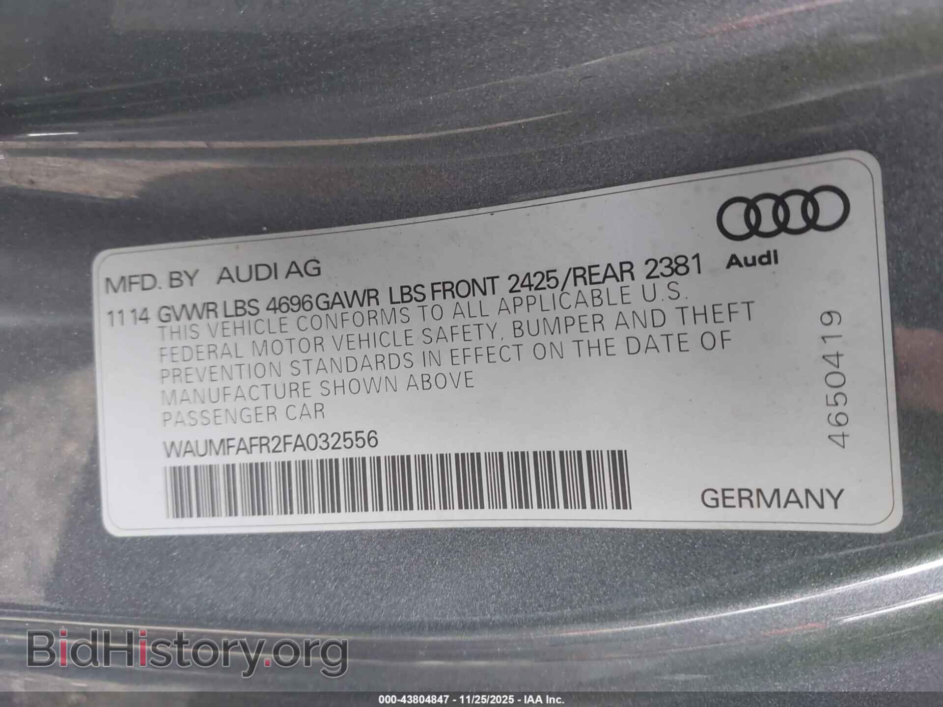 2015 AUDI A5 - VIN: WAUMFAFR2FA032556 - Фото 9