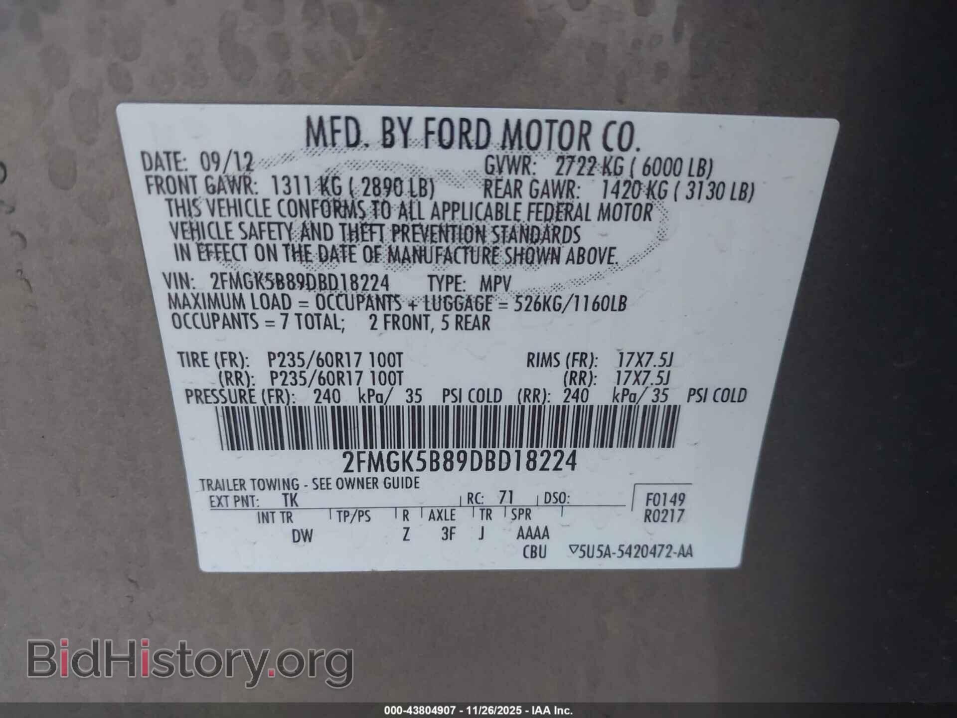 2013 FORD FLEX - VIN: 2FMGK5B89DBD18224 - Photo 9