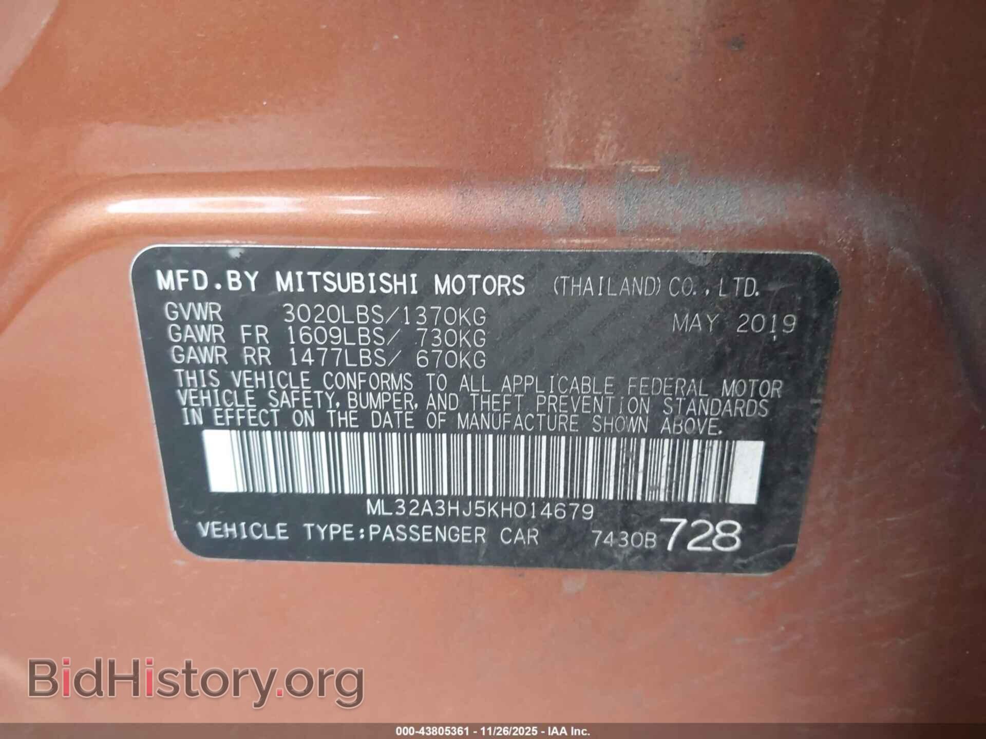 2019 MITSUBISHI MIRAGE - VIN: ML32A3HJ5KH014679 - Фото 9