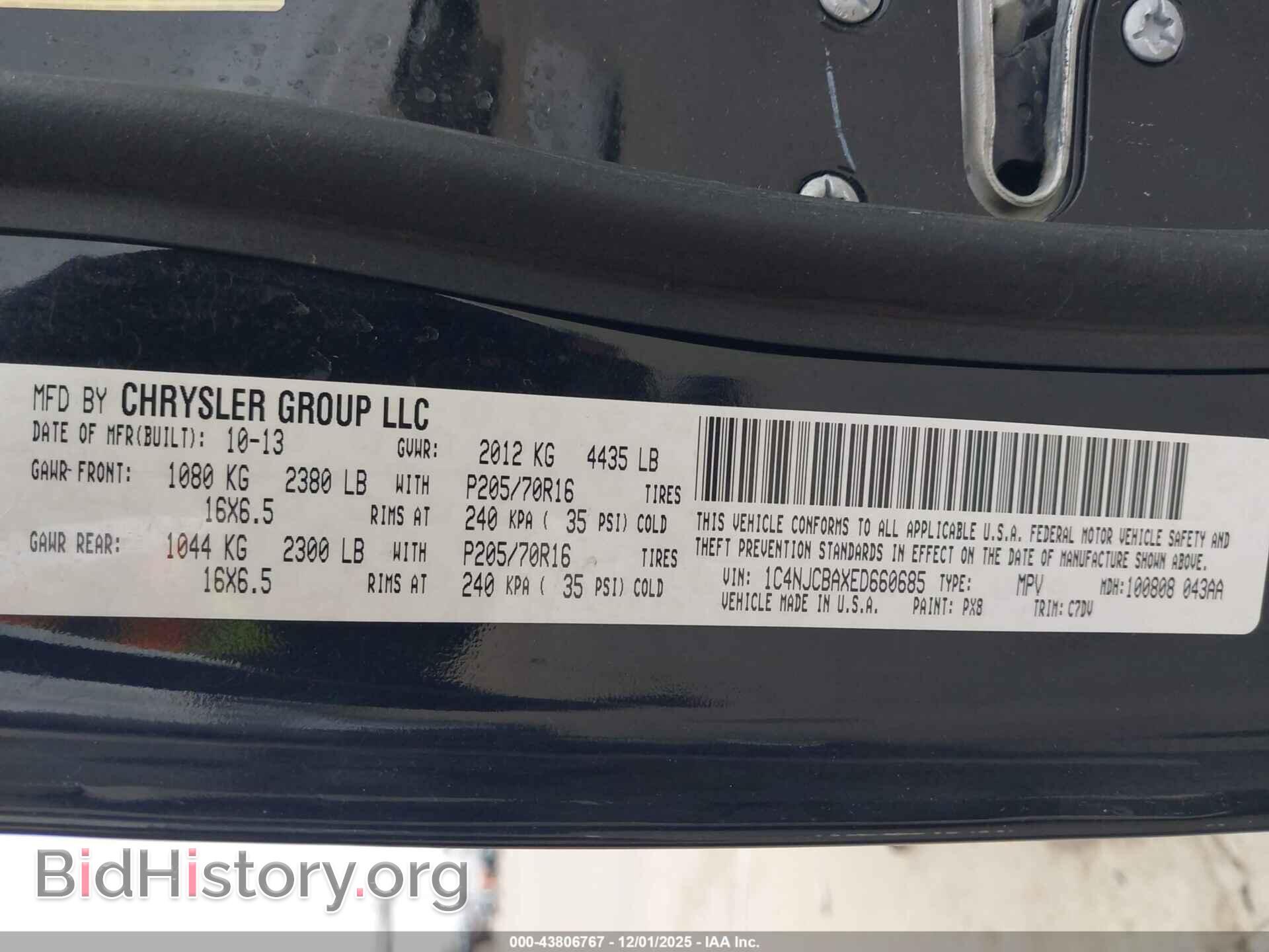 2014 JEEP COMPASS - VIN: 1C4NJCBAXED660685 - Фото 9