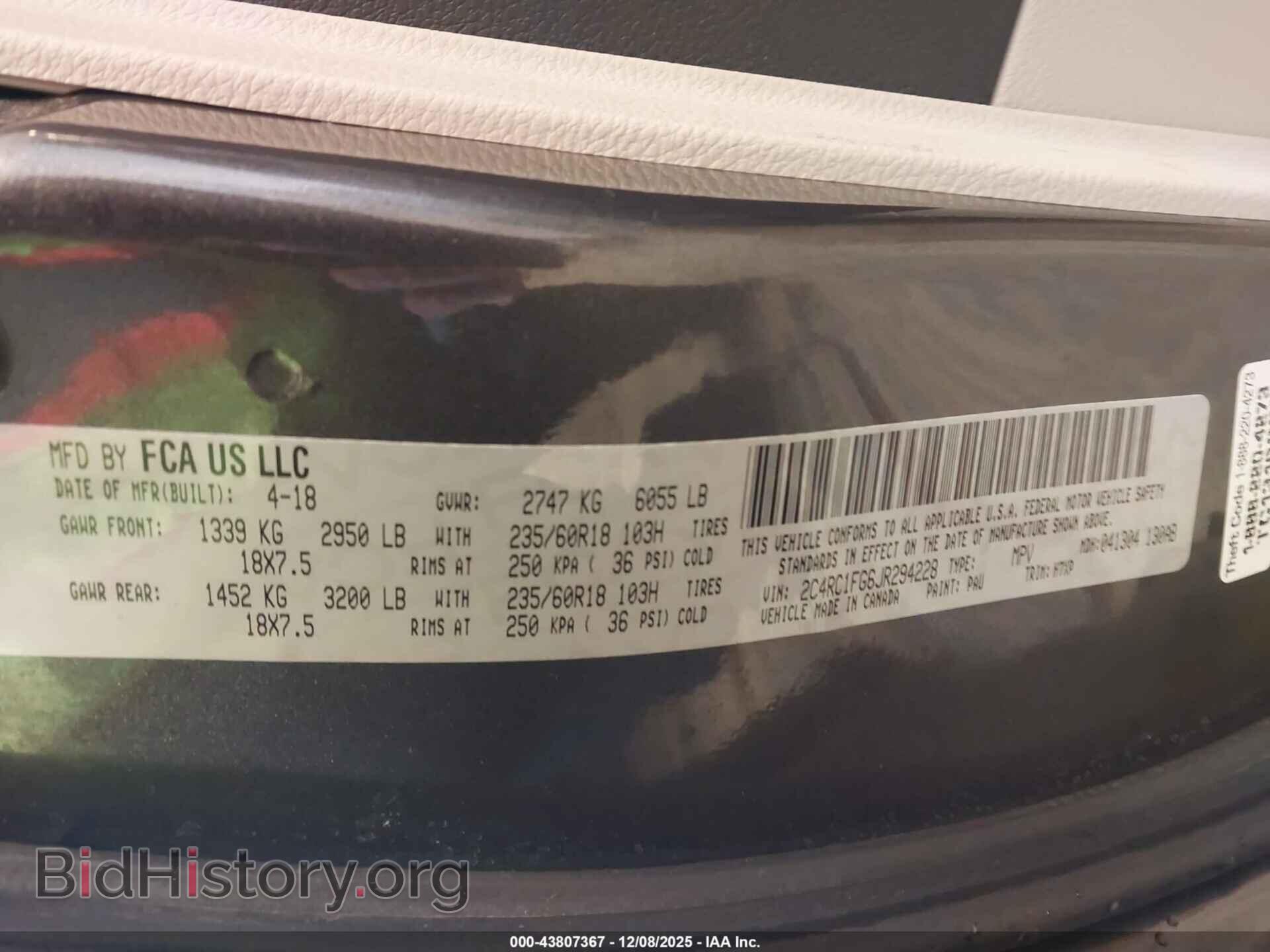 2018 CHRYSLER PACIFICA - VIN: 2C4RC1FG6JR294228 - Photo 9