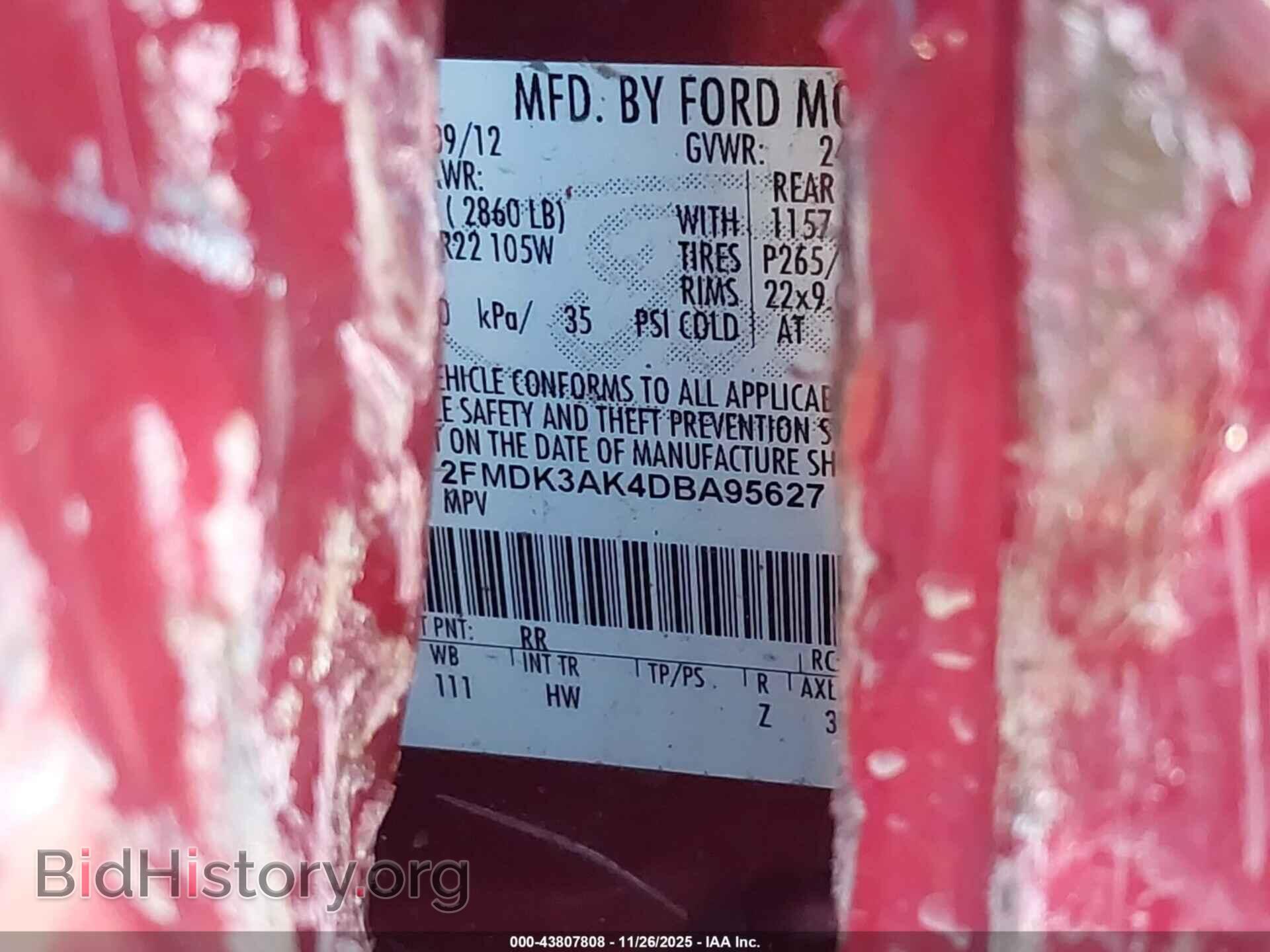 2013 FORD EDGE - VIN: 2FMDK3AK4DBA95627 - Фото 9