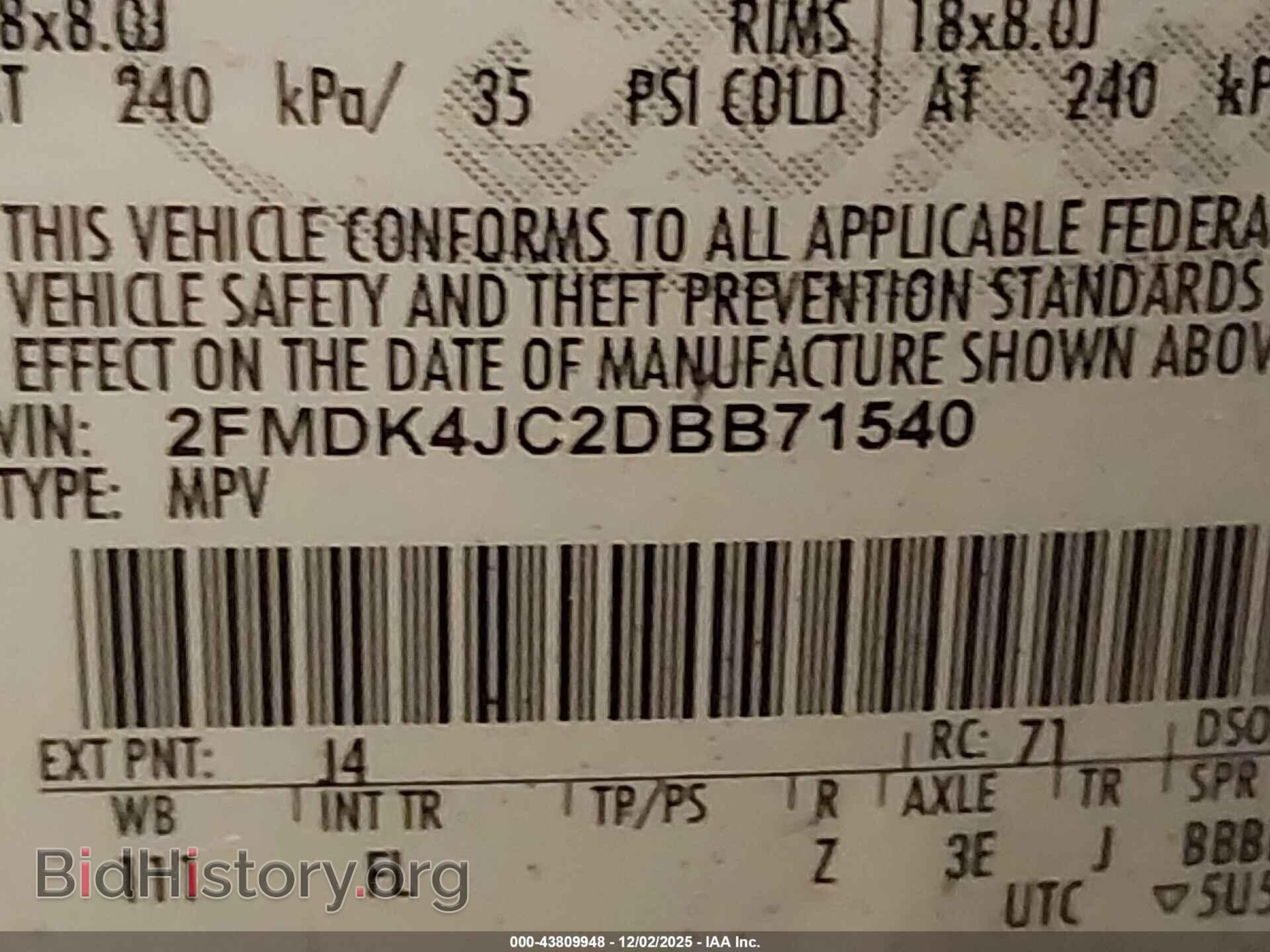 2013 FORD EDGE - VIN: 2FMDK4JC2DBB71540 - Фото 9
