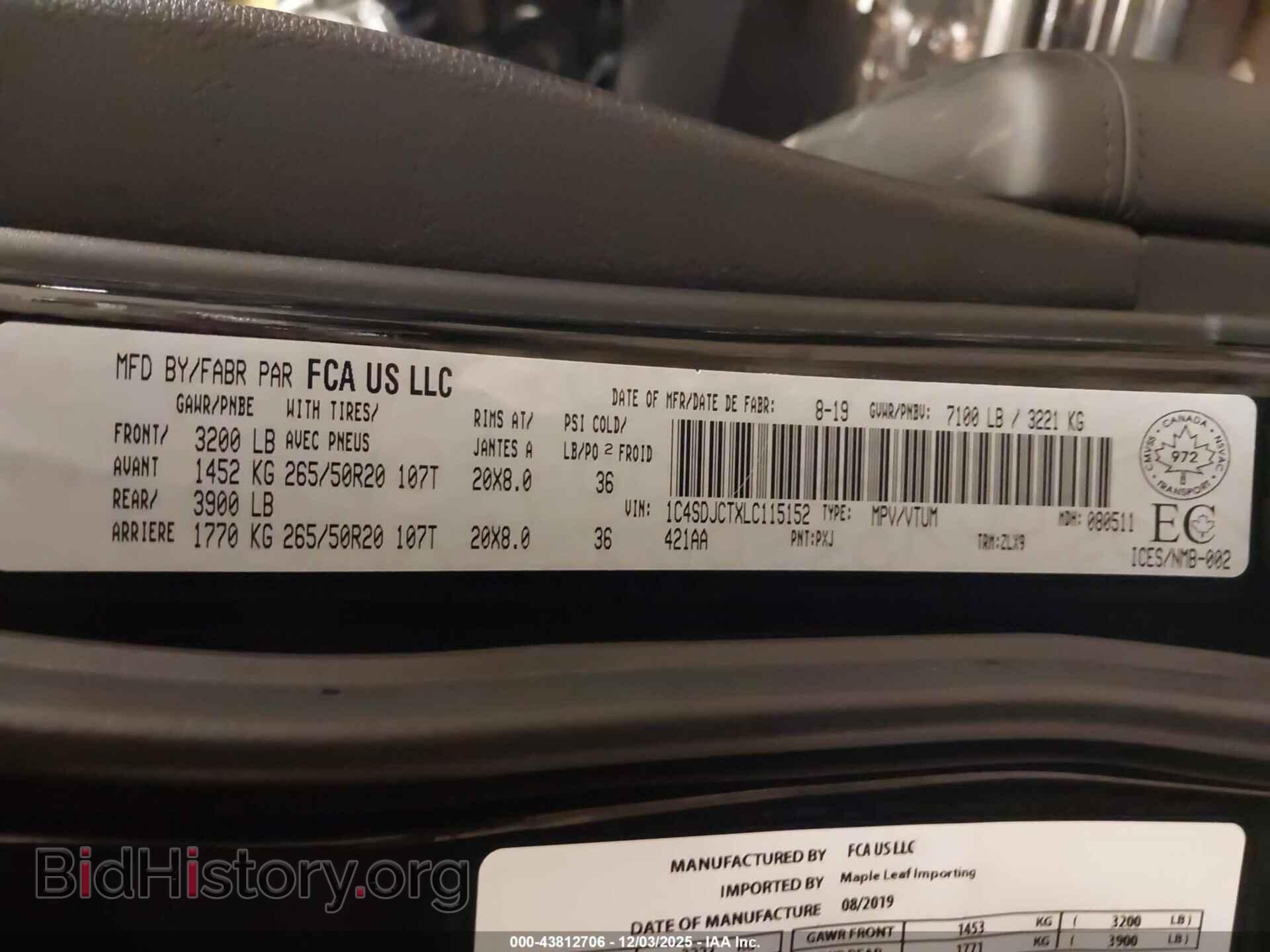 2020 DODGE DURANGO - VIN: 1C4SDJCTXLC115152 - Фото 9