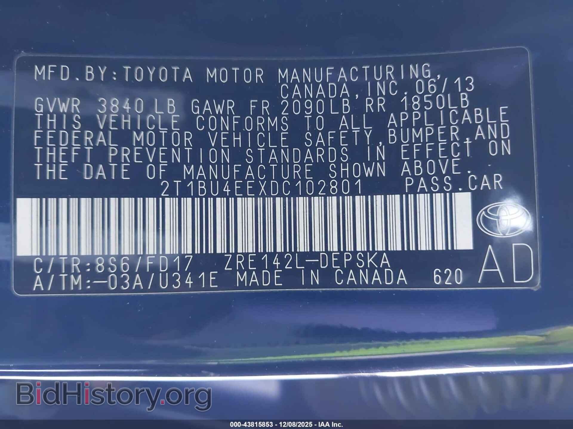 2013 TOYOTA COROLLA - VIN: 2T1BU4EEXDC102801 - Фото 9