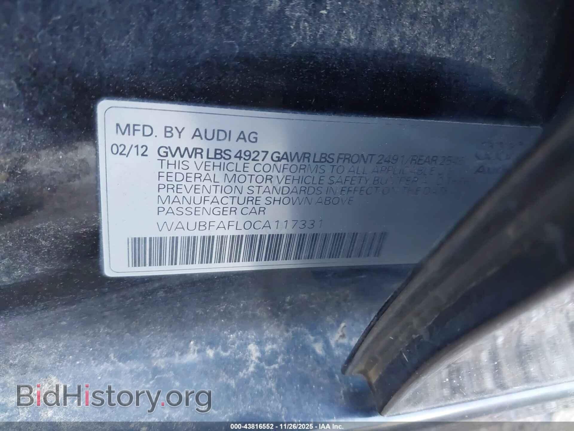 2012 AUDI A4 - VIN: WAUBFAFL0CA117331 - Фото 9