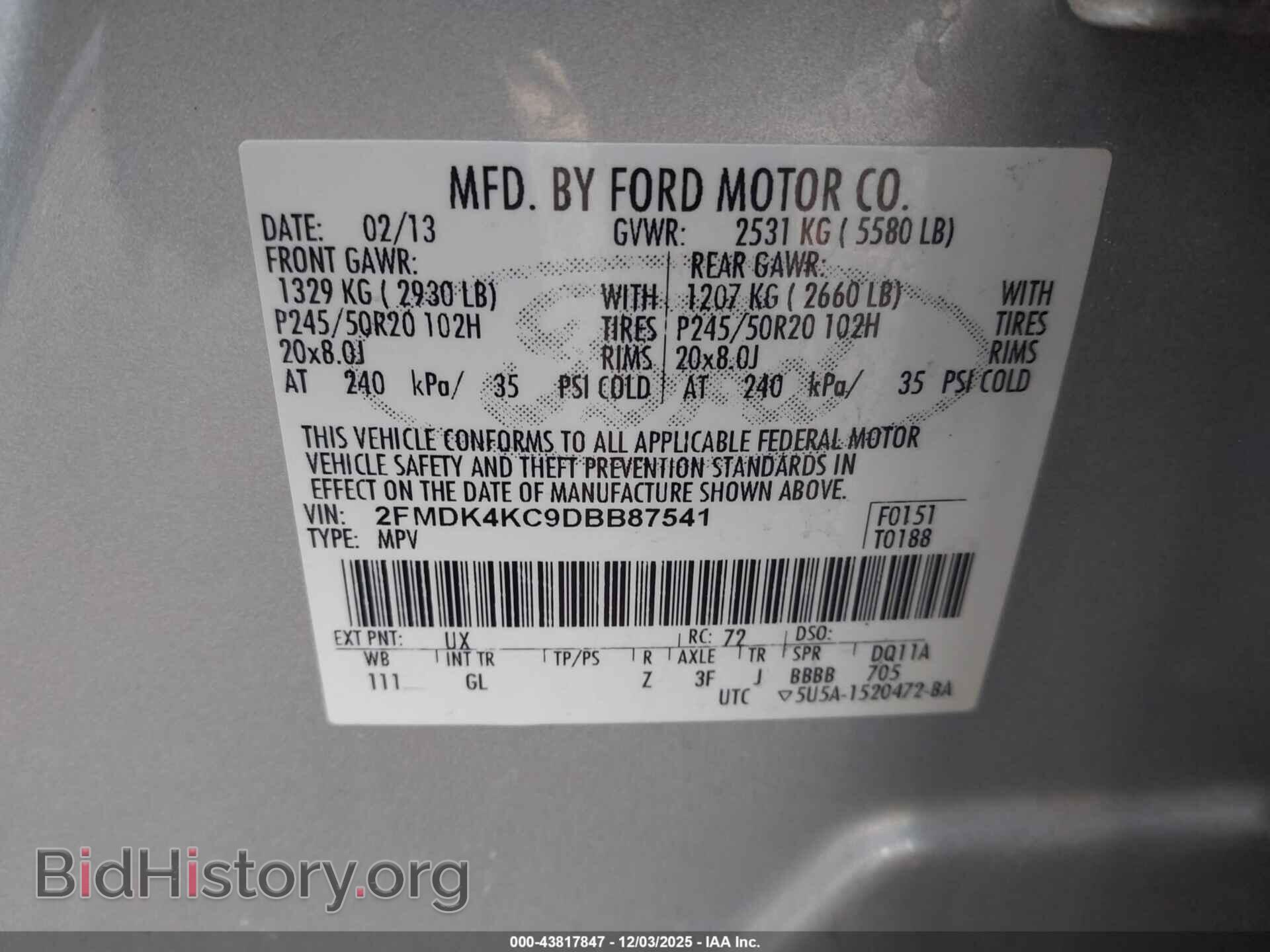 2013 FORD EDGE - VIN: 2FMDK4KC9DBB87541 - Photo 9