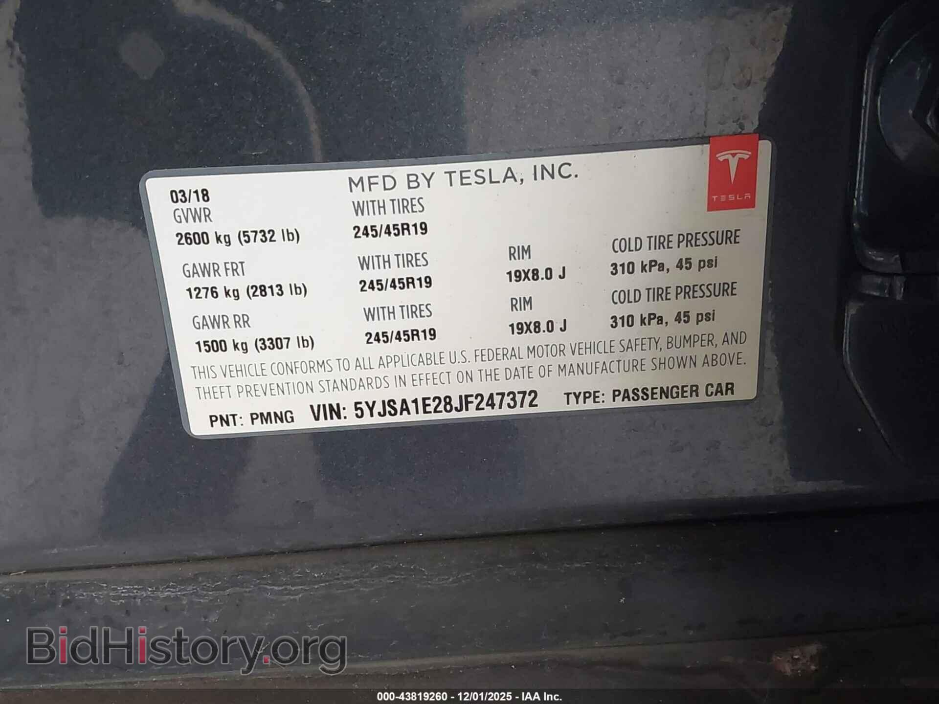 2018 TESLA MODEL S - VIN: 5YJSA1E28JF247372 - Photo 9