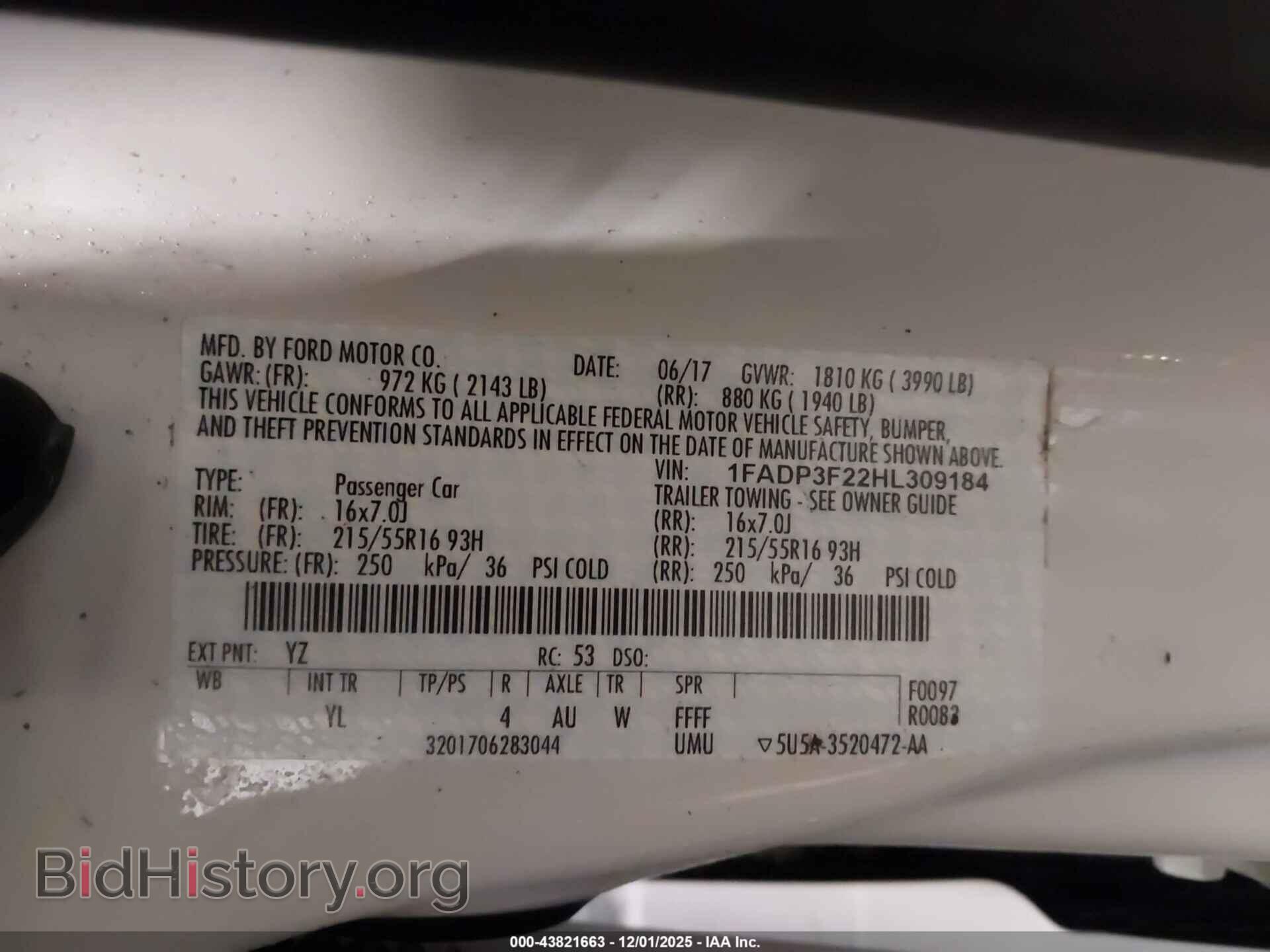 2017 FORD FOCUS - VIN: 1FADP3F22HL309184 - Фото 9