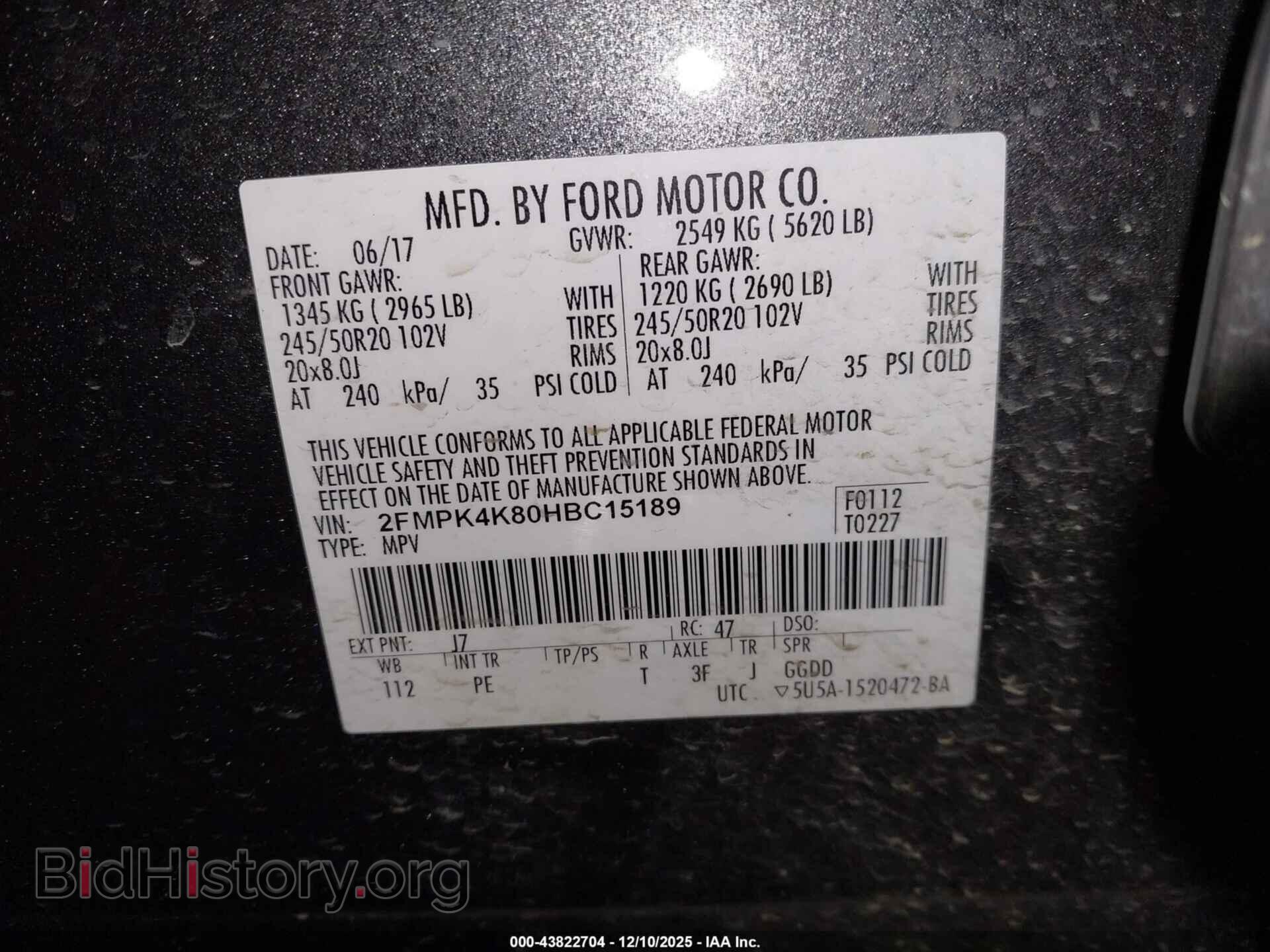 2017 FORD EDGE - VIN: 2FMPK4K80HBC15189 - Photo 9