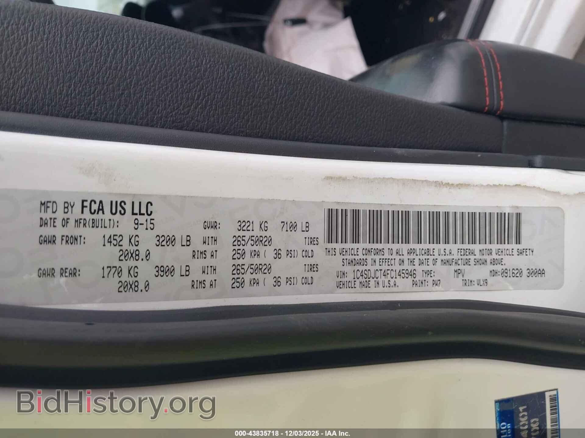 2015 DODGE DURANGO - VIN: 1C4SDJCT4FC145946 - Фото 9