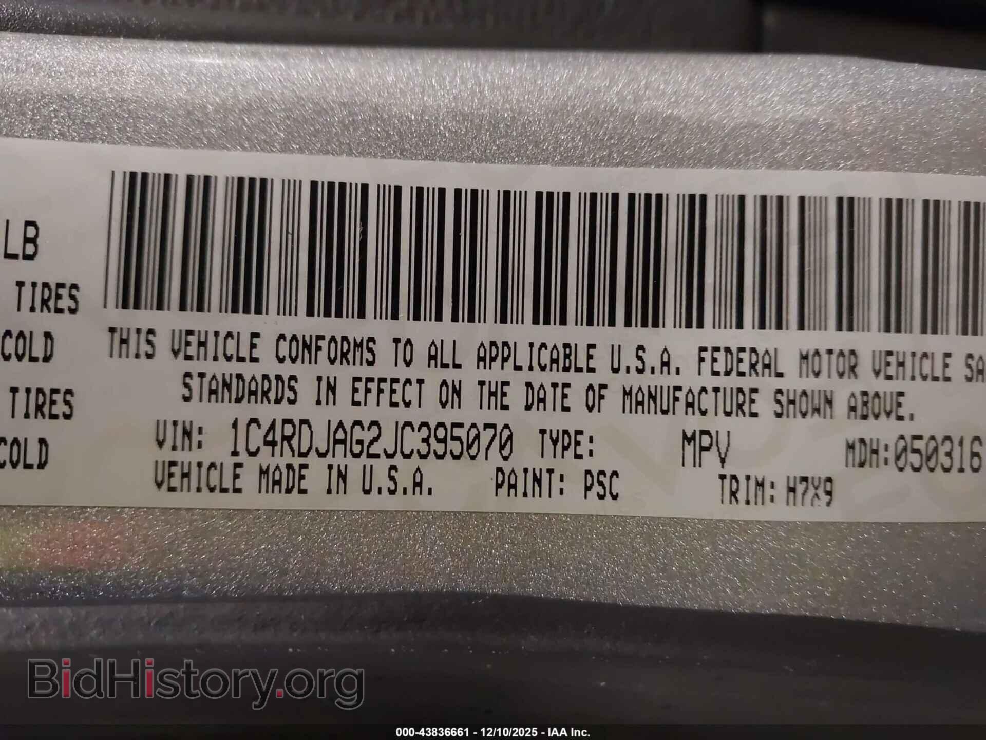 2018 DODGE DURANGO - VIN: 1C4RDJAG2JC395070 - Фото 9
