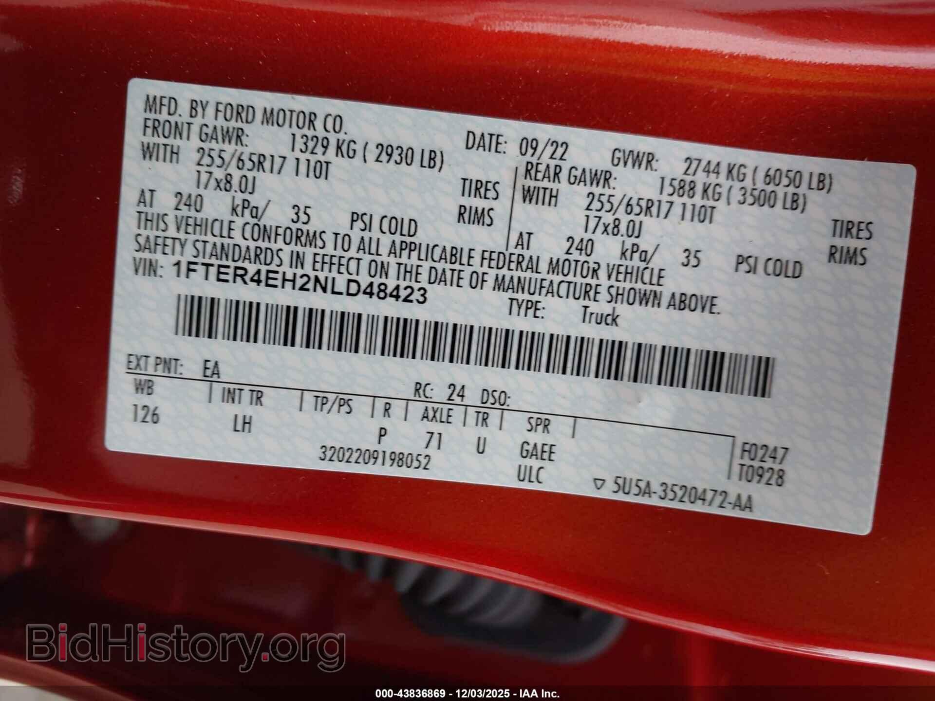 2022 FORD RANGER - VIN: 1FTER4EH2NLD48423 - Фото 9