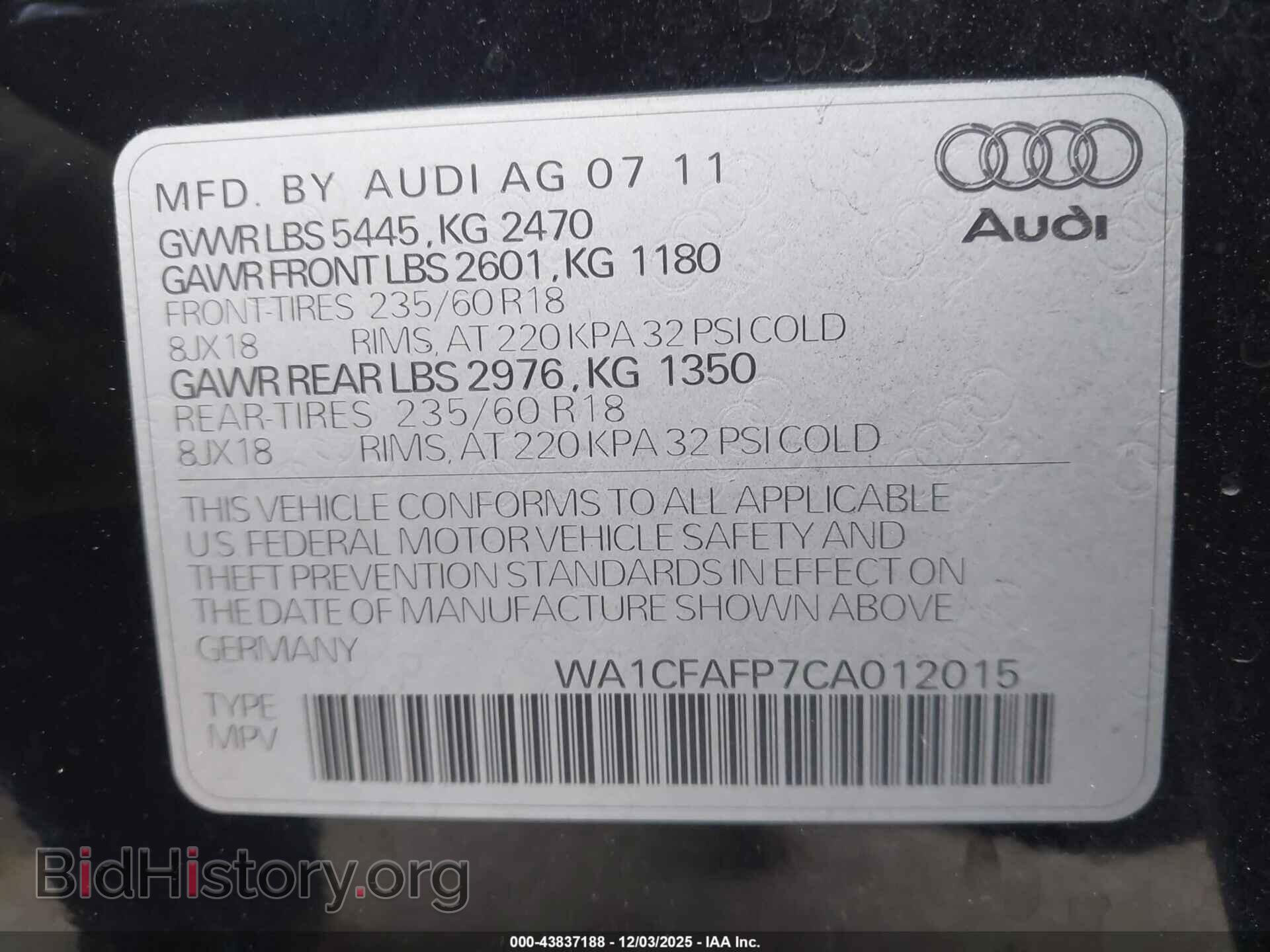 2012 AUDI Q5 - VIN: WA1CFAFP7CA012015 - Photo 9
