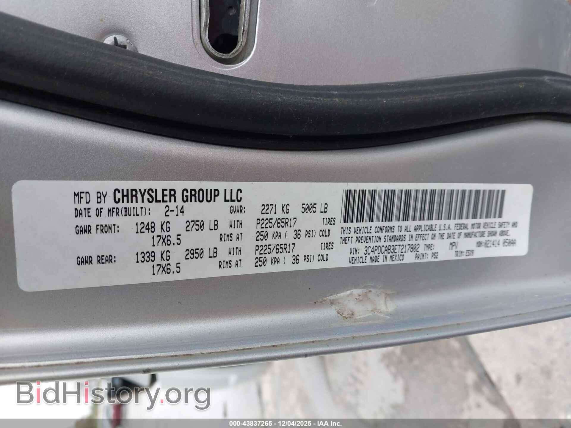 2014 DODGE JOURNEY - VIN: 3C4PDCAB3ET217802 - Фото 9