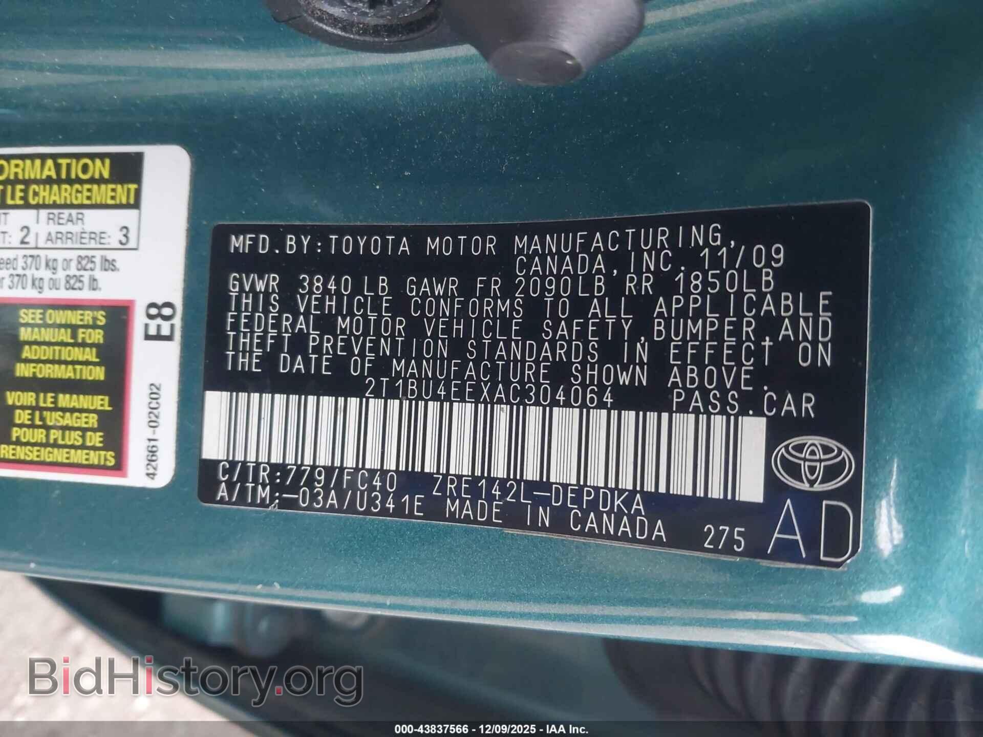 2010 TOYOTA COROLLA - VIN: 2T1BU4EEXAC304064 - Фото 9
