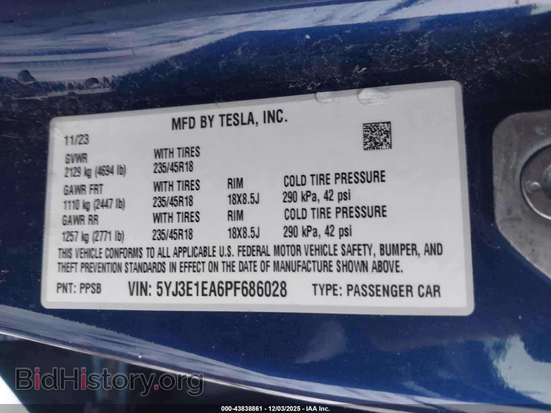 2023 TESLA MODEL 3 - VIN: 5YJ3E1EA6PF686028 - Фото 9
