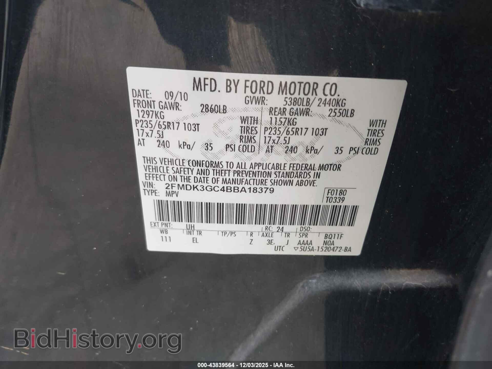 2011 FORD EDGE - VIN: 2FMDK3GC4BBA18379 - Photo 9