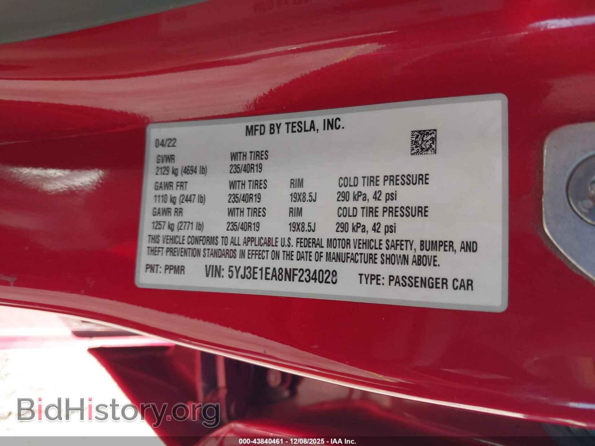 2022 TESLA MODEL 3 - VIN: 5YJ3E1EA8NF234028 - Фото 9