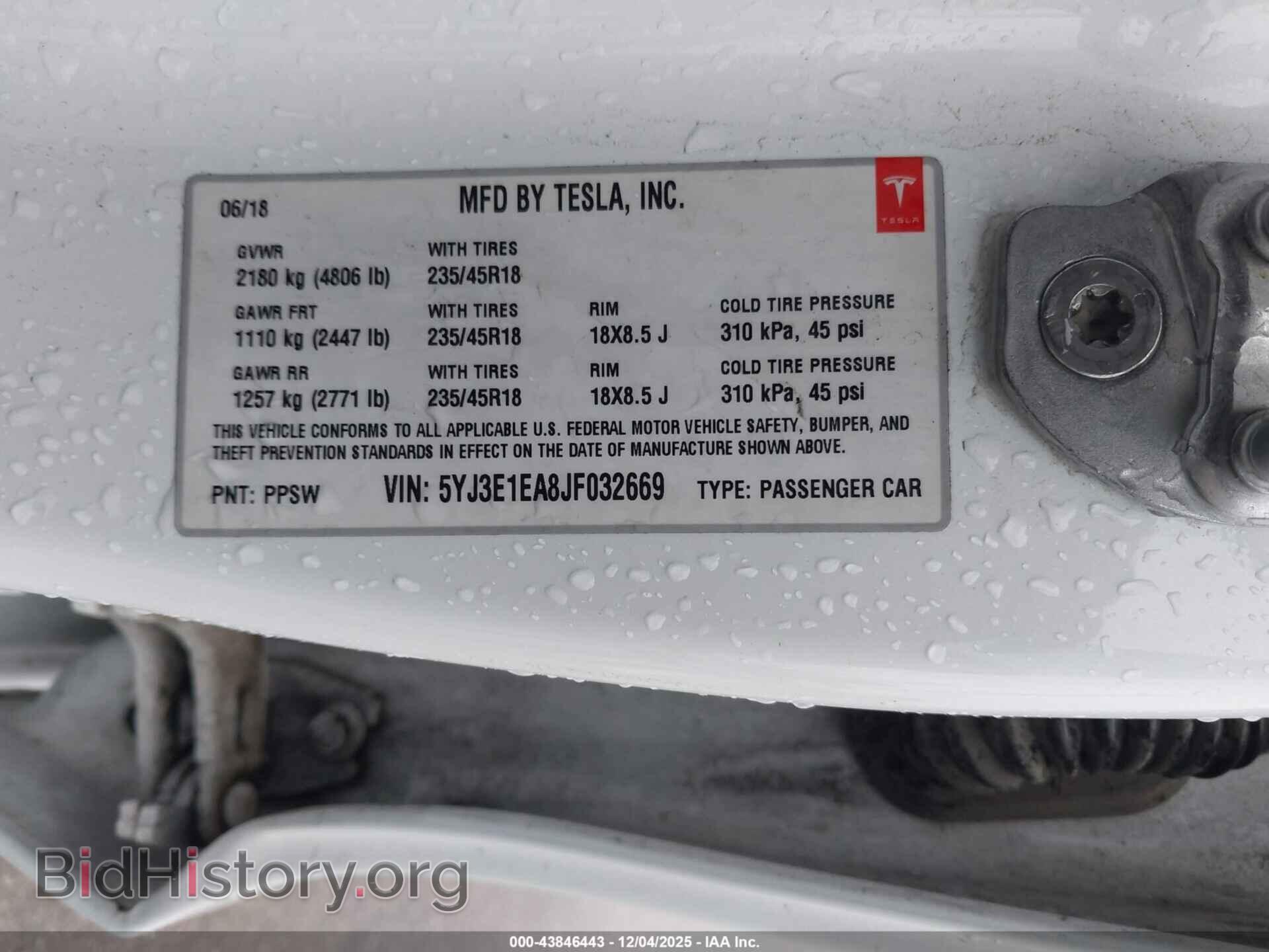 2018 TESLA MODEL 3 - VIN: 5YJ3E1EA8JF032669 - Фото 9