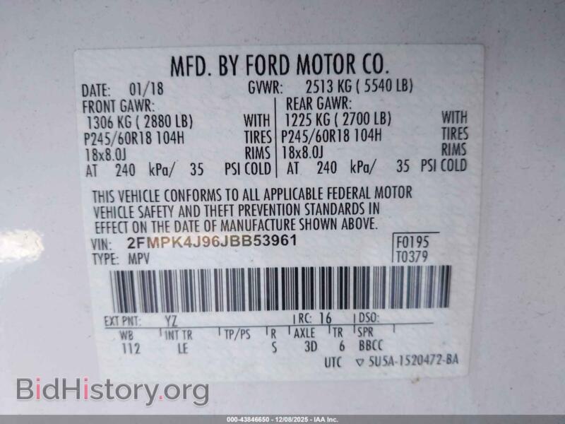 2018 Ford EDGE (VIN 2FMPK4J96JBB53961) — photo 9 of 16