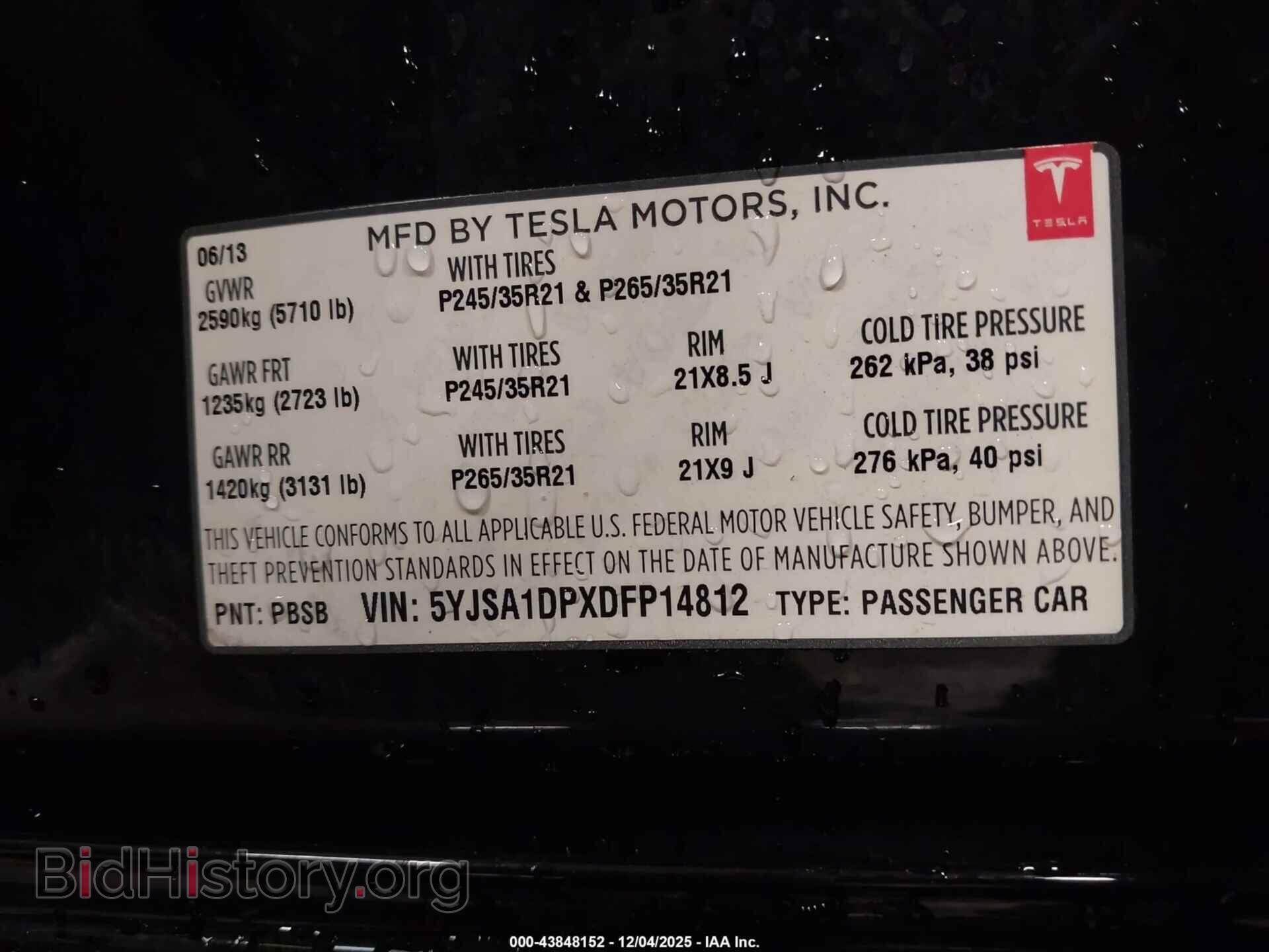 2013 TESLA MODEL S - VIN: 5YJSA1DPXDFP14812 - Photo 9