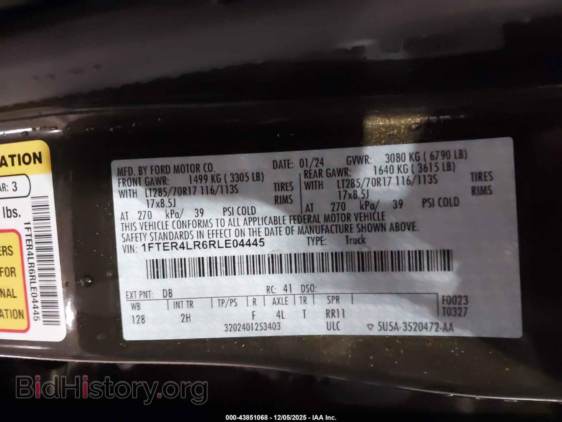 2024 FORD RANGER - VIN: 1FTER4LR6RLE04445 - Фото 9