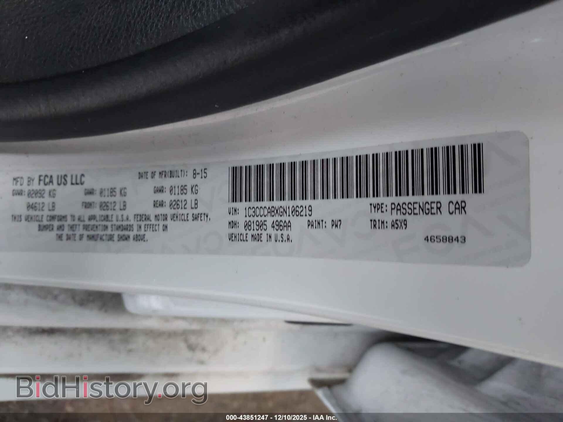2016 CHRYSLER 200 - VIN: 1C3CCCABXGN106219 - Фото 9