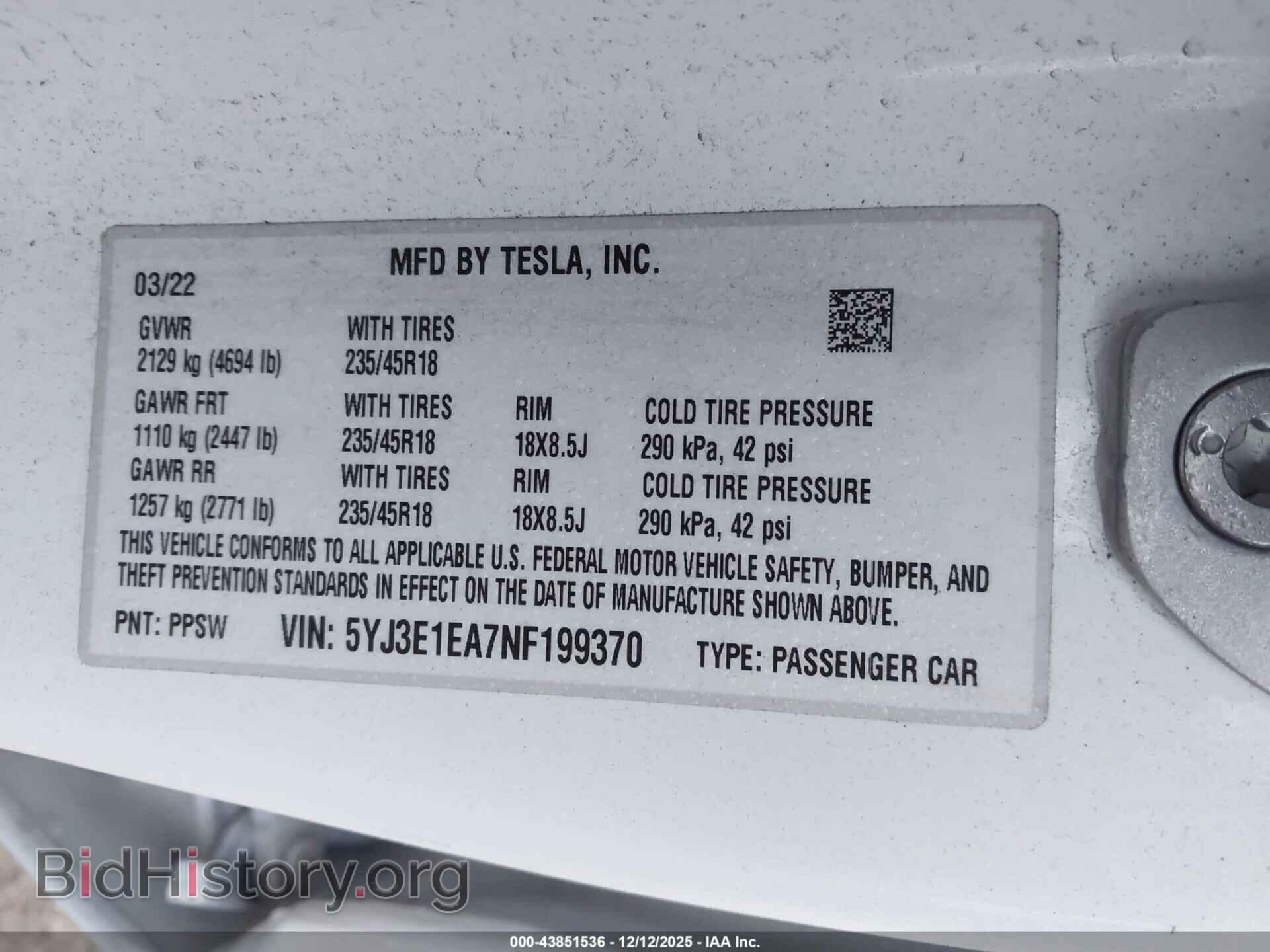 2022 TESLA MODEL 3 - VIN: 5YJ3E1EA7NF199370 - Photo 9