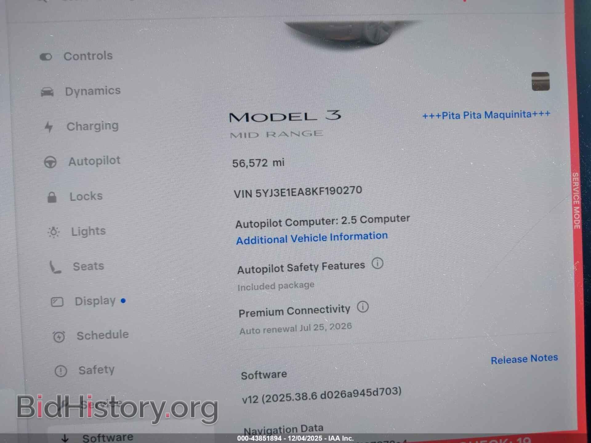 2019 TESLA MODEL 3 - VIN: 5YJ3E1EA8KF190270 - Photo 7