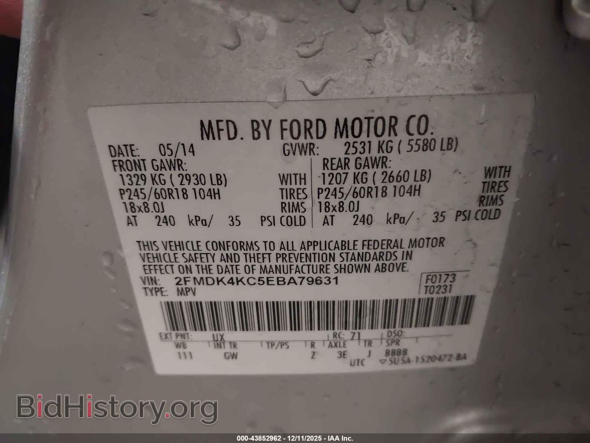 2014 FORD EDGE - VIN: 2FMDK4KC5EBA79631 - Photo 9