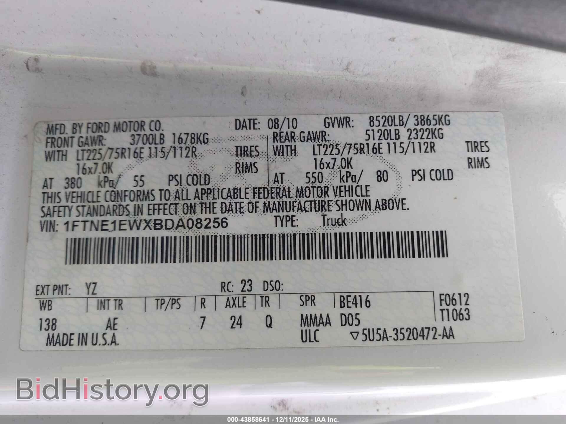 2011 FORD E-150 - VIN: 1FTNE1EWXBDA08256 - Фото 9