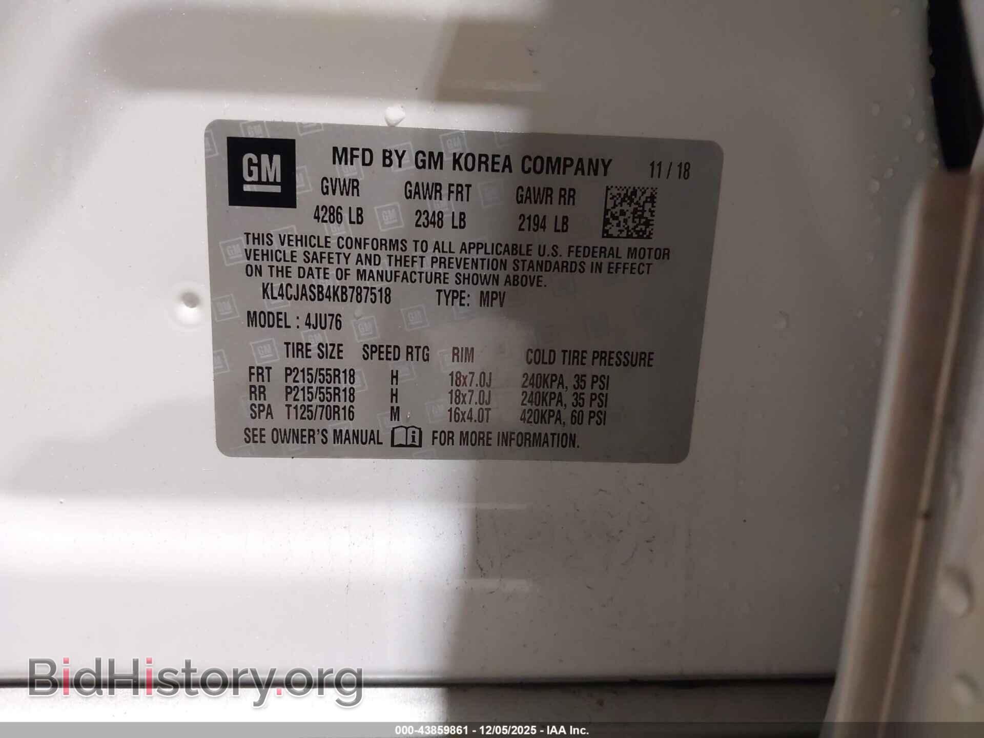 2019 BUICK ENCORE - VIN: KL4CJASB4KB787518 - Фото 9